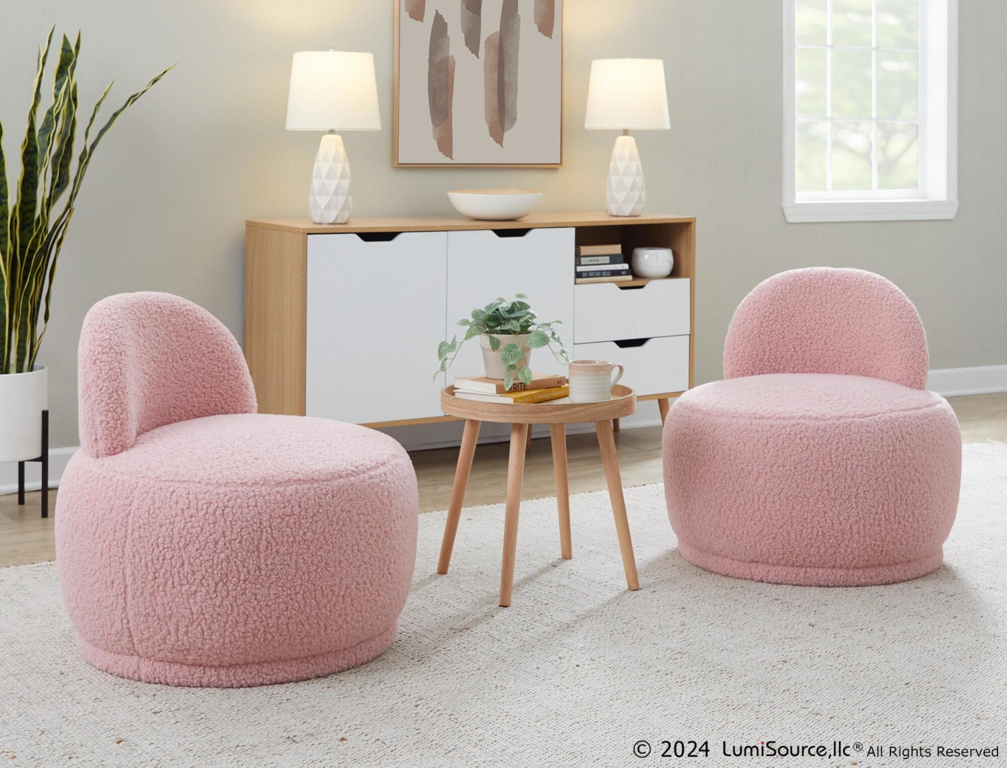 LumiSource Kimi Accent Chair, Pink, large
