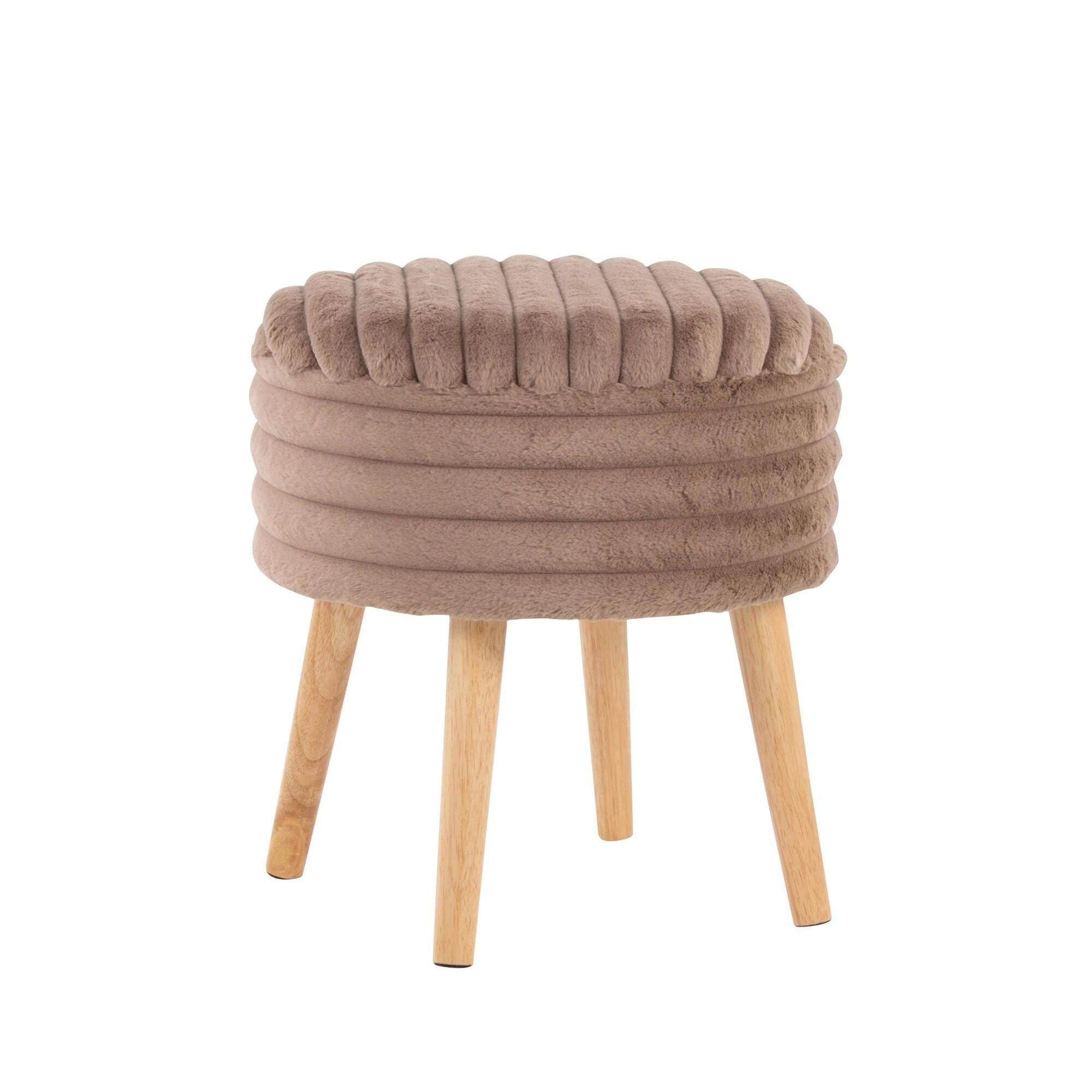 LumiSource Tray Ottoman with Storage (Set of 2), Light Brown, large