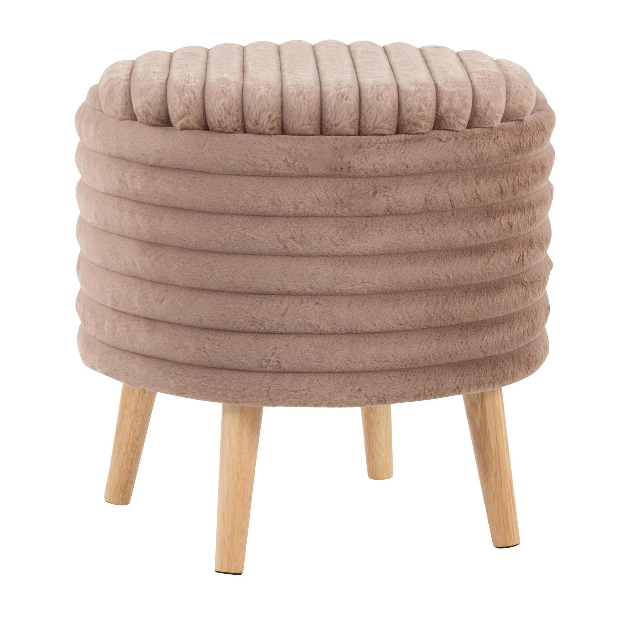 LumiSource Tray Ottoman with Storage (Set of 2), Light Brown, large