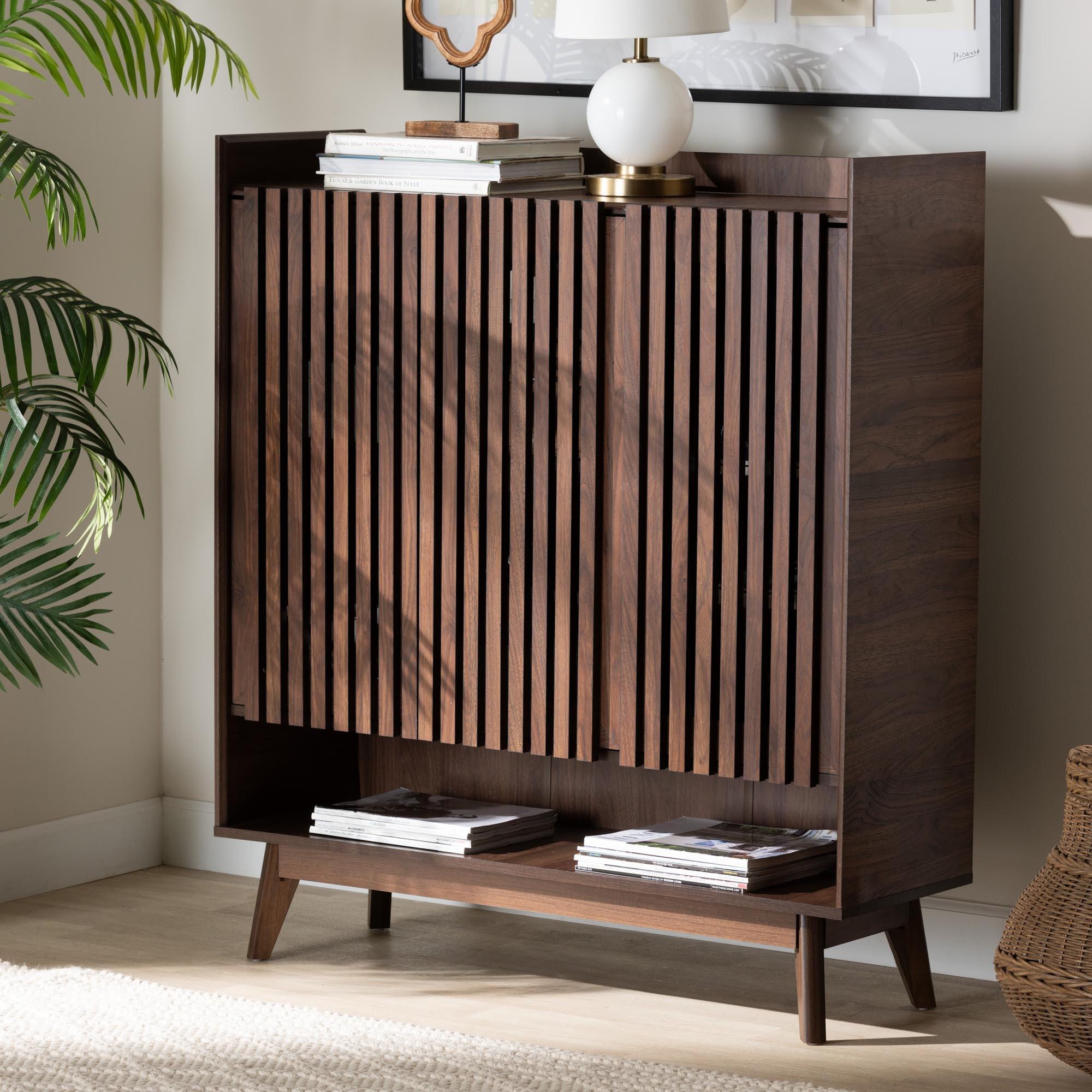 Baxton Studio Delaire 3-Door Shoe Cabinet, , rollover