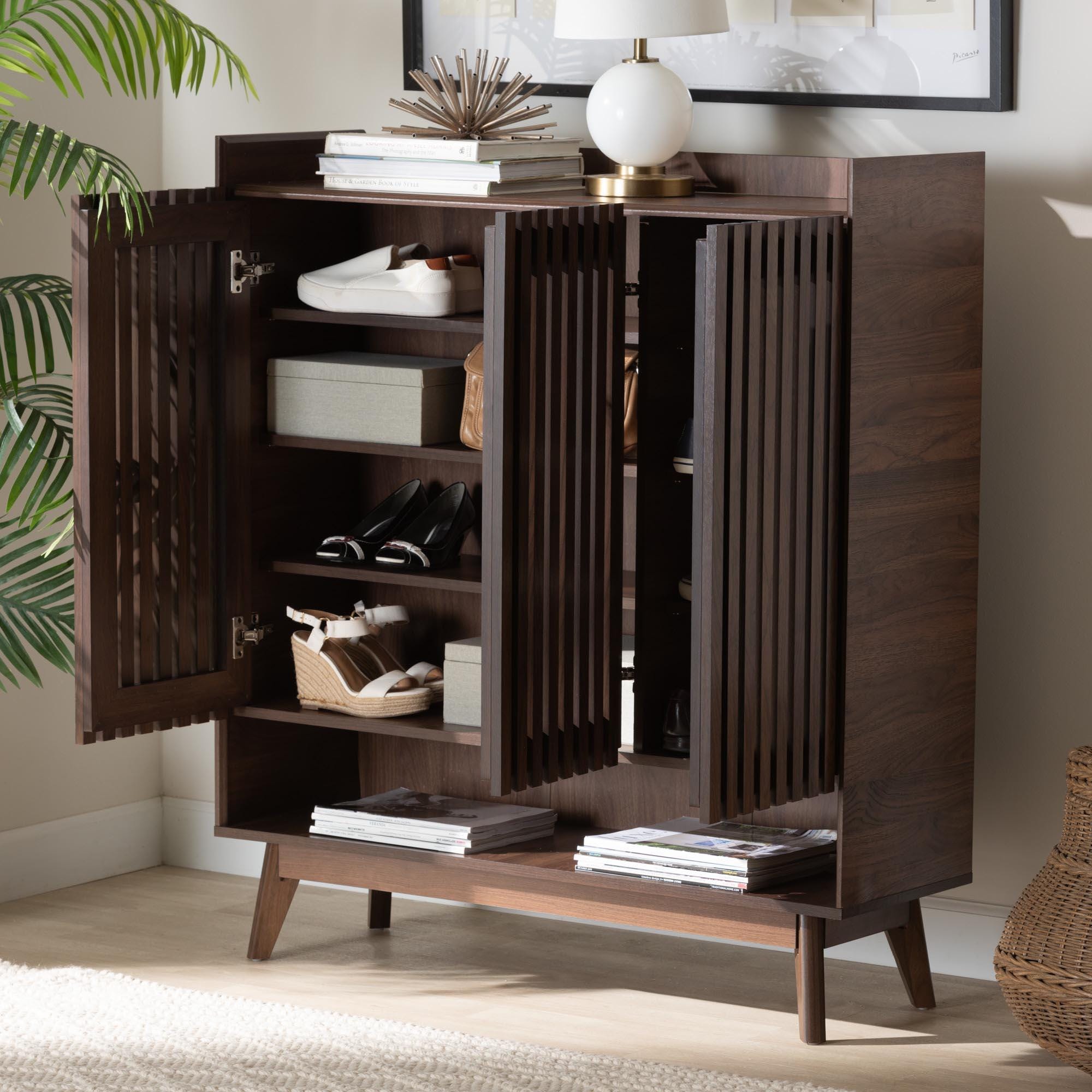 Baxton Studio Delaire 3-Door Shoe Cabinet, , large