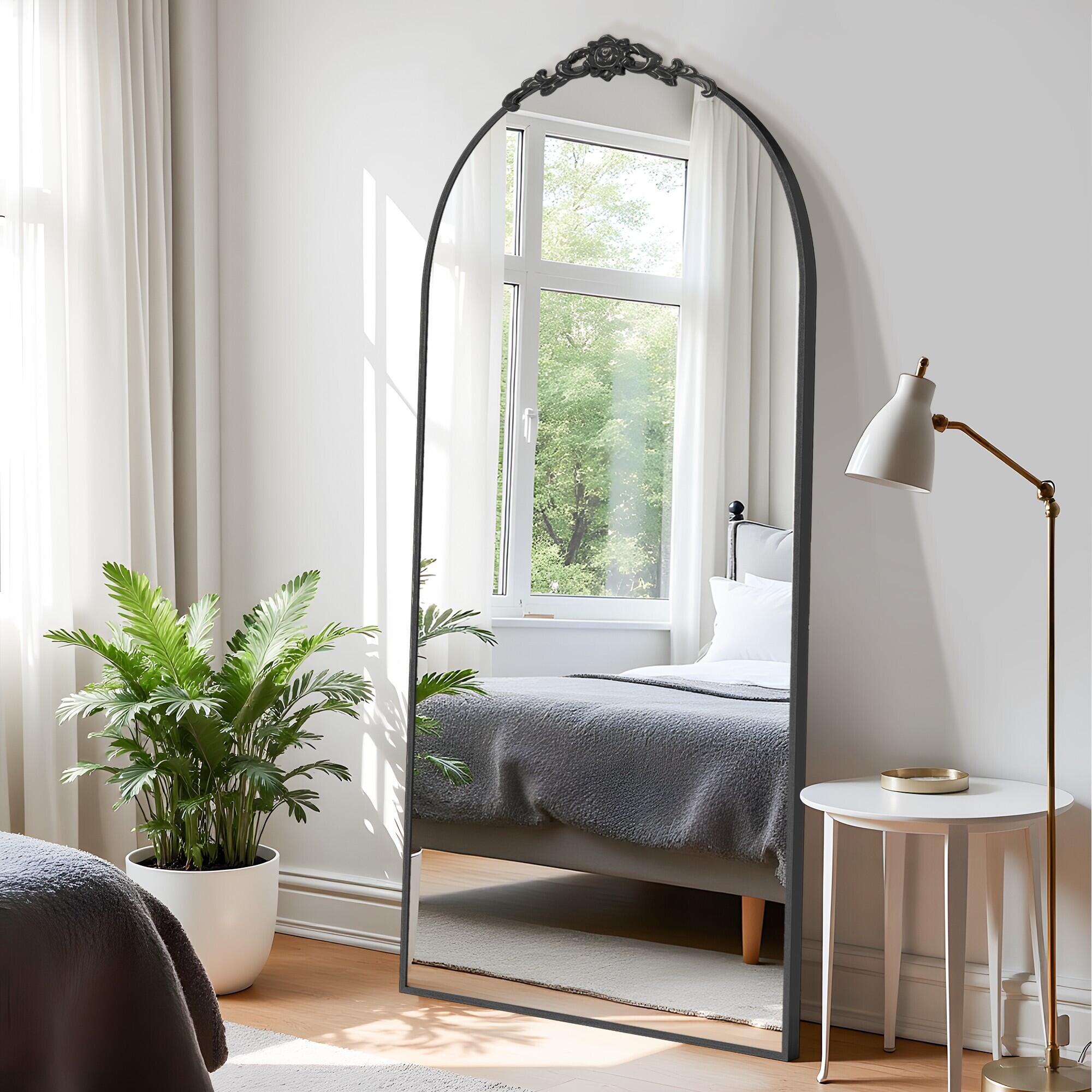 Dovelina Feronia Arch Floor Mirror, Black, large