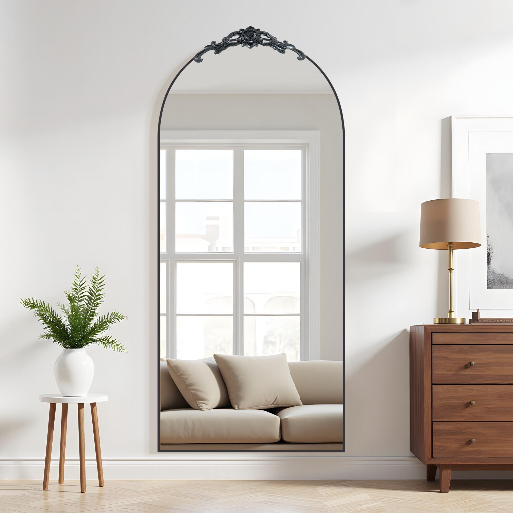 Dovelina Feronia Arch Floor Mirror, Black, large