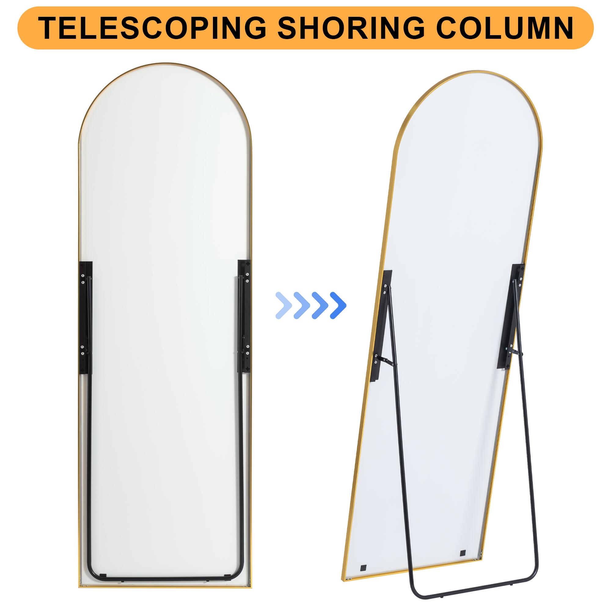 Dovelina Dulcea Arched Free Standing Floor Mirror, Gold, large