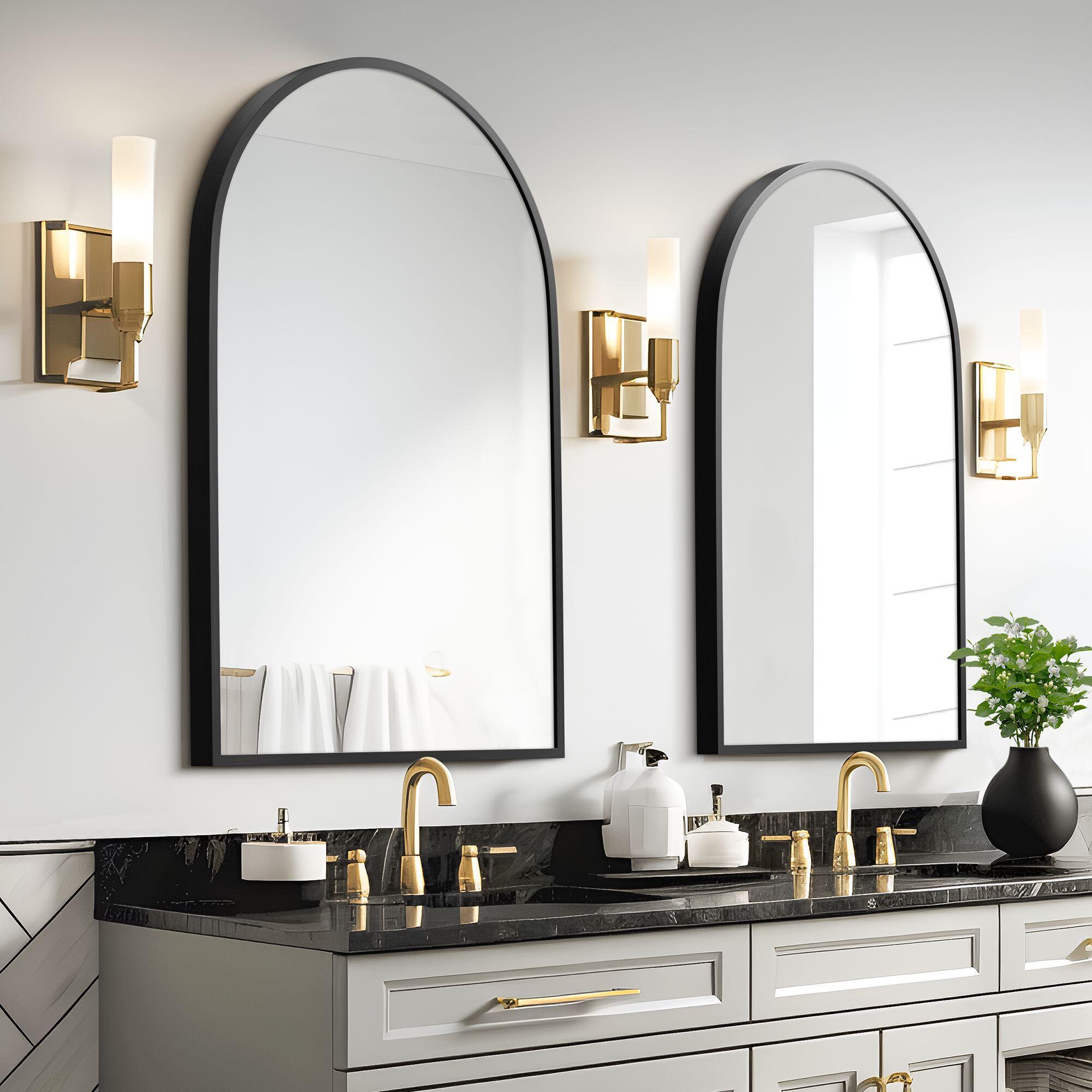 Dovelina Dulcea Arched Free Standing Wall Mirror, Black, large