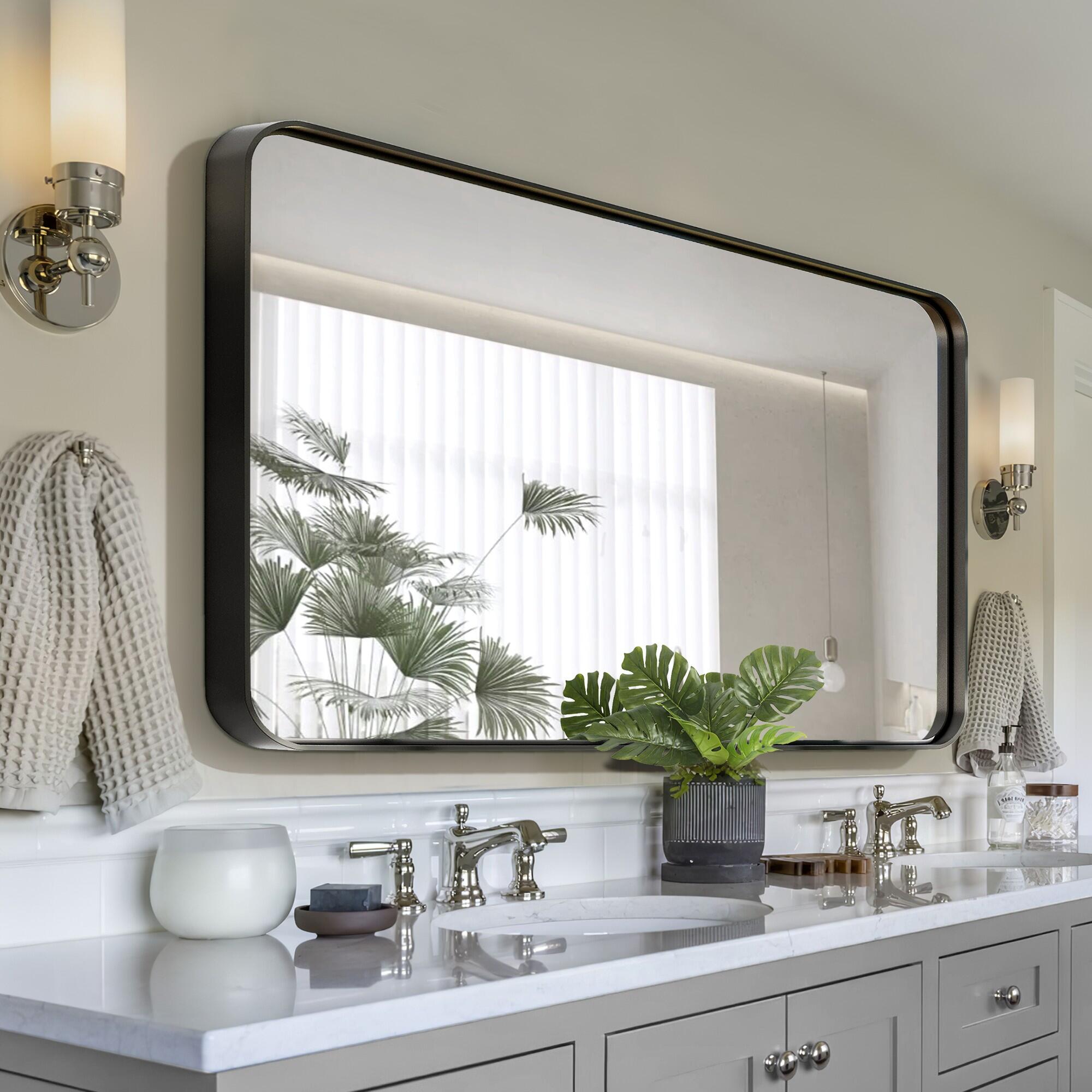Dovelina Dulcea Deep Frame Wall Mirror, Black, large