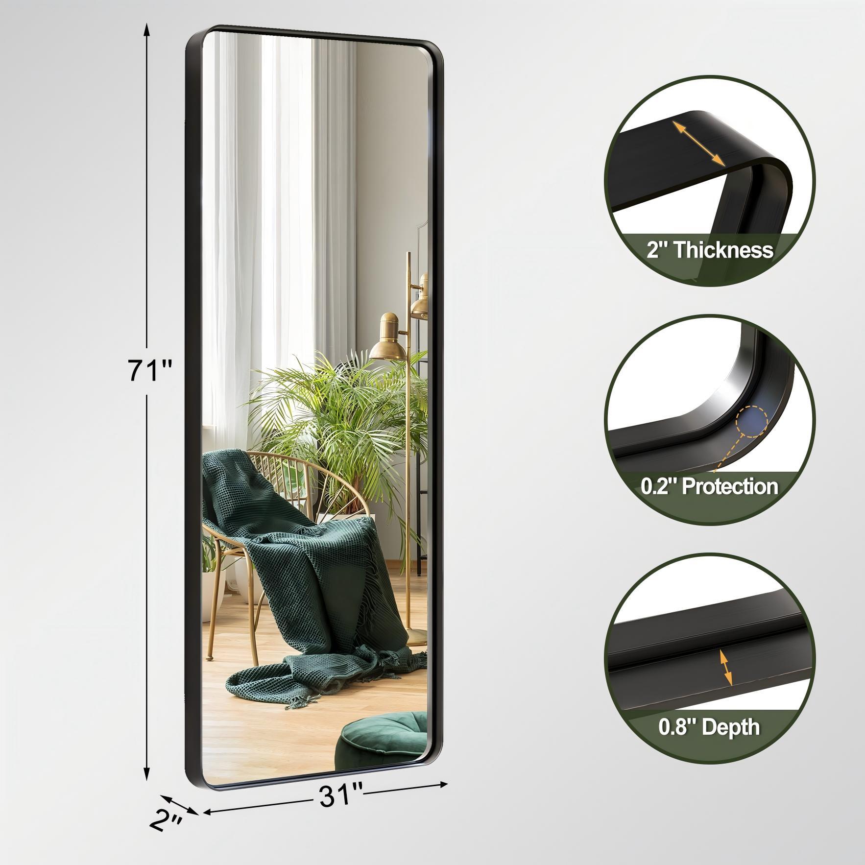 Dovelina Dulcea Deep Frame Wall Mirror, Black, large