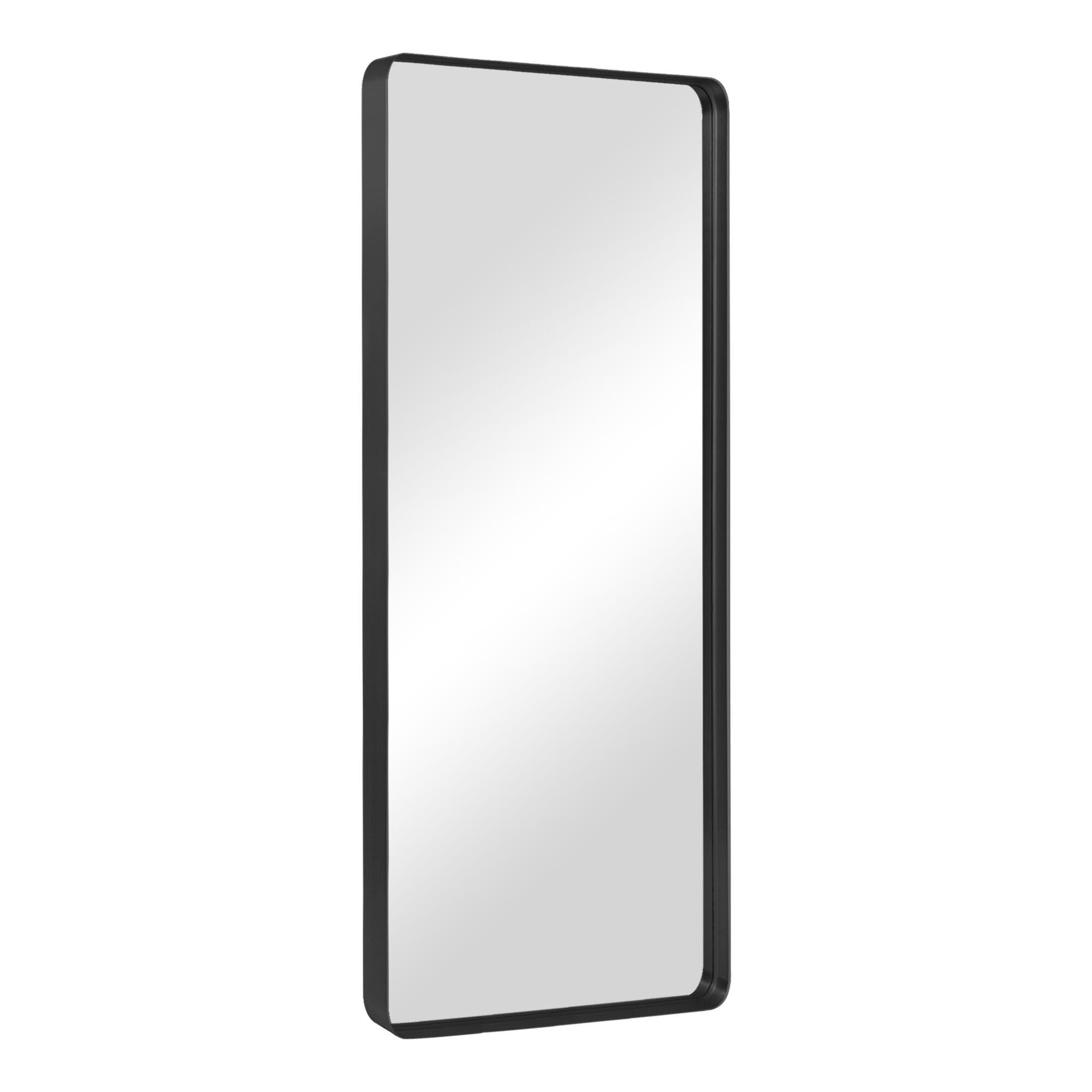Dovelina Dulcea Deep Frame Wall Mirror with Rounded Corners, Black, large