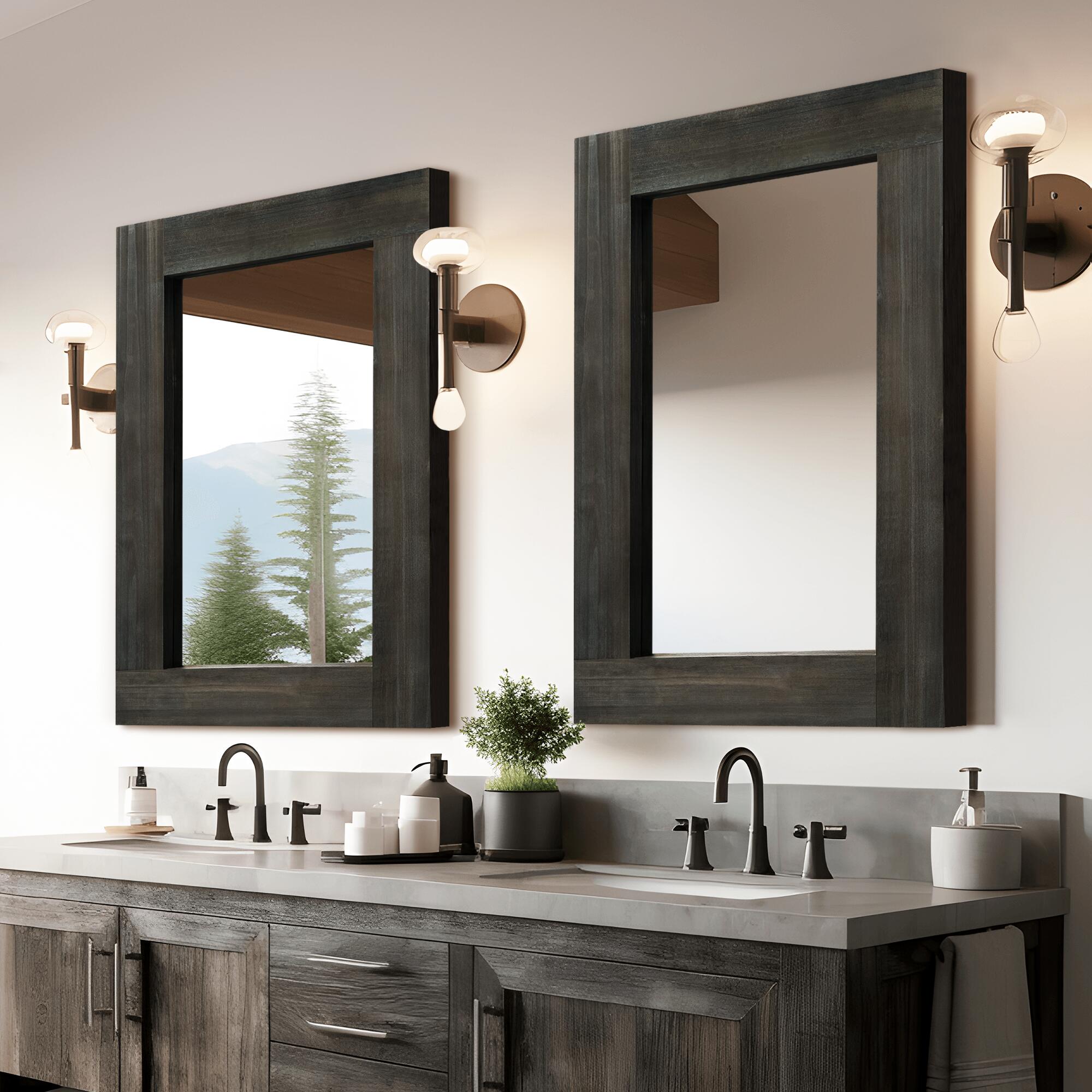 Dovelina Dulcea Versatile Rectangular Wall Mirror (Set of 2), Charcoal, large