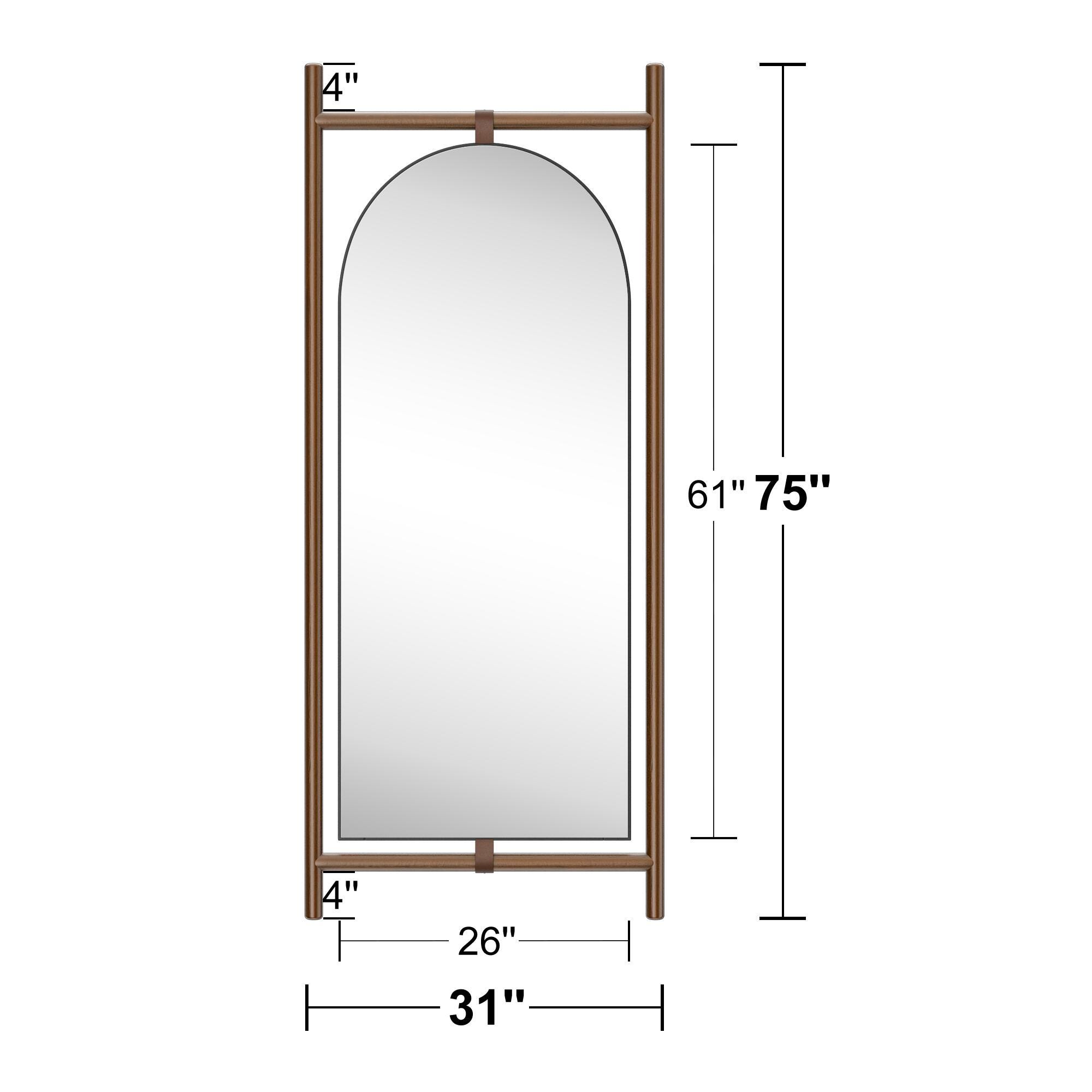 Dovelina Dulcea Ladder-Style Arch Framed Mirror, Brown, large