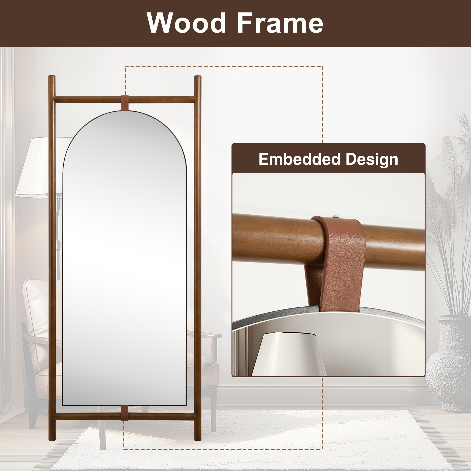 Dovelina Dulcea Ladder-Style Arch Framed Mirror, Brown, large