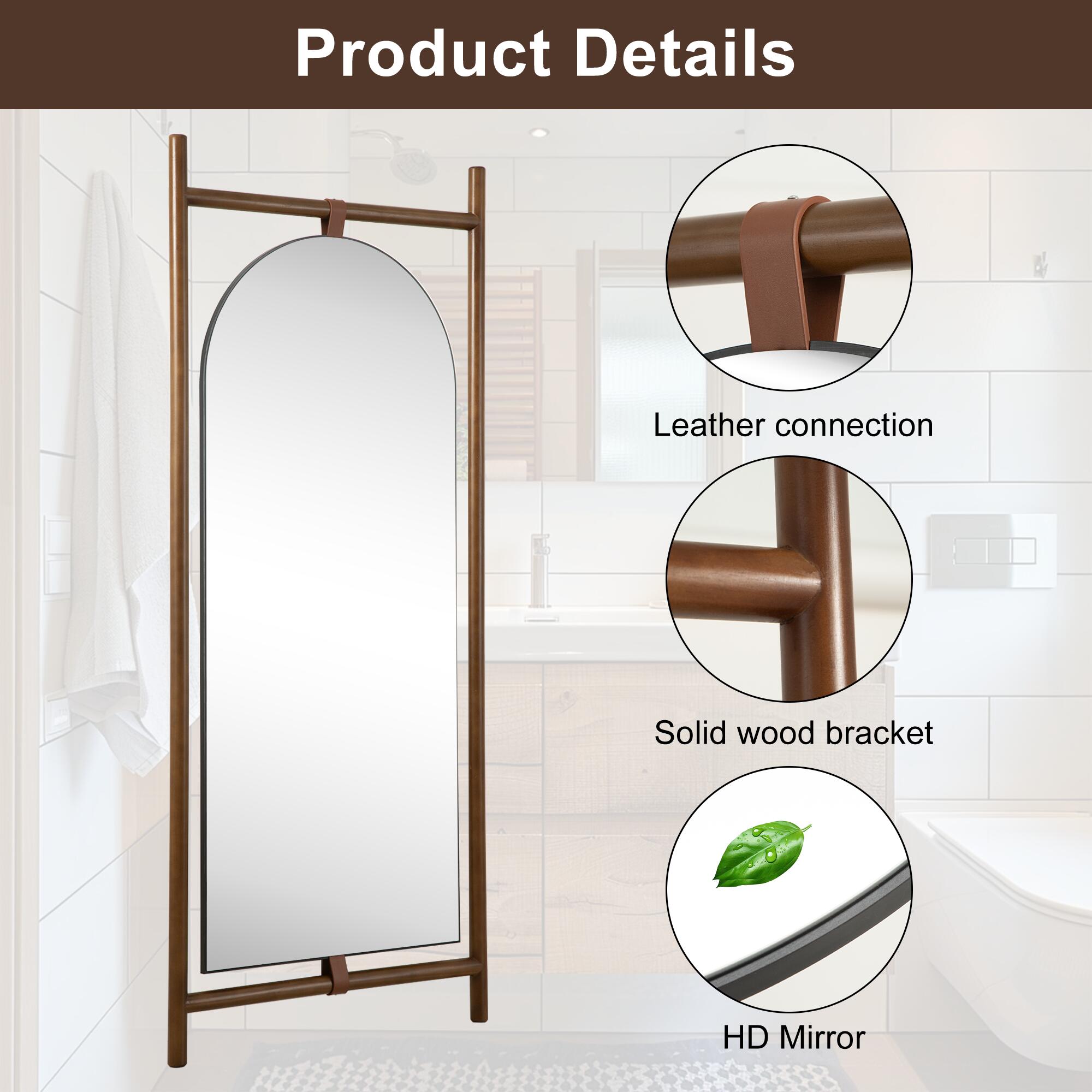 Dovelina Dulcea Ladder-Style Arch Framed Mirror, Brown, large