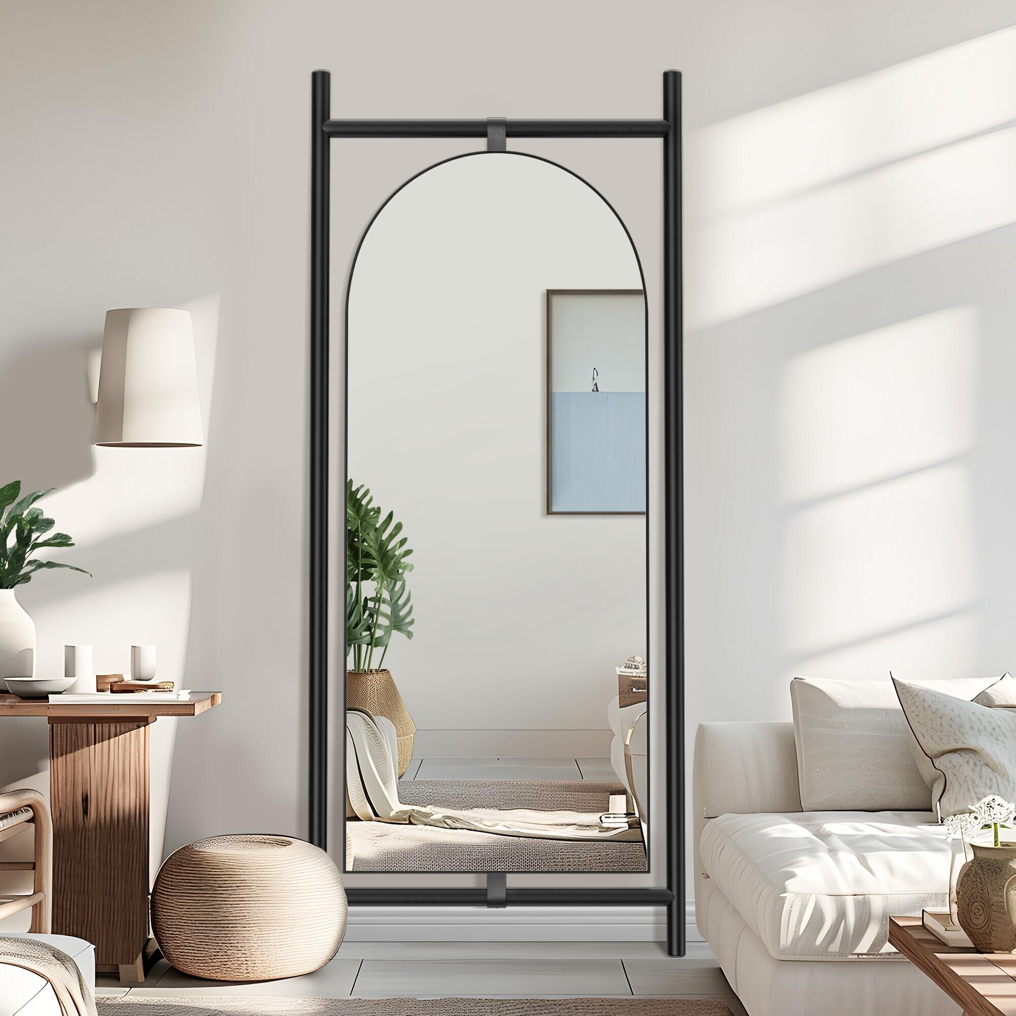 Dovelina Dulcea Ladder-Style Arch Framed Mirror, Black, large