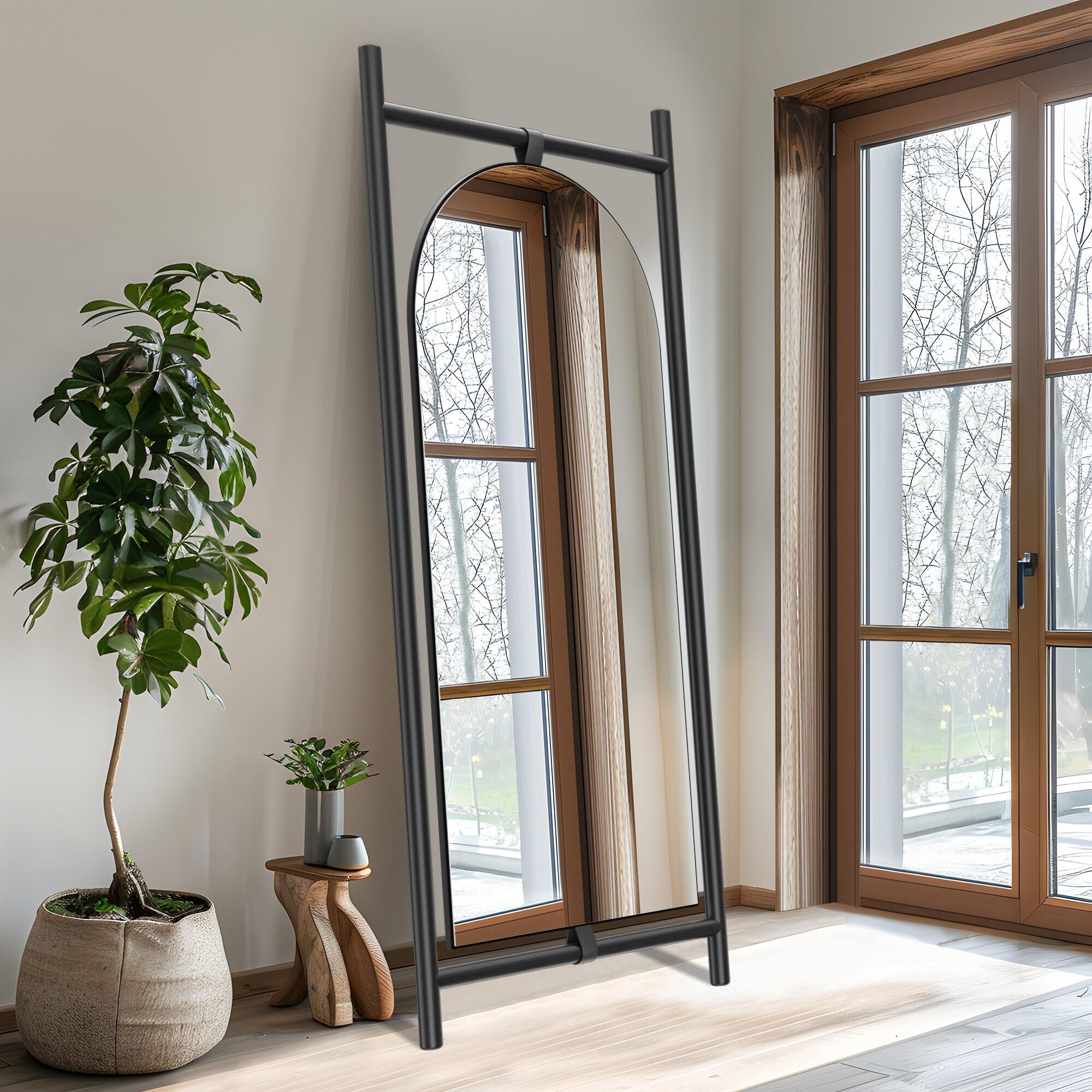 Dovelina Dulcea Ladder-Style Arch Framed Mirror, Black, large