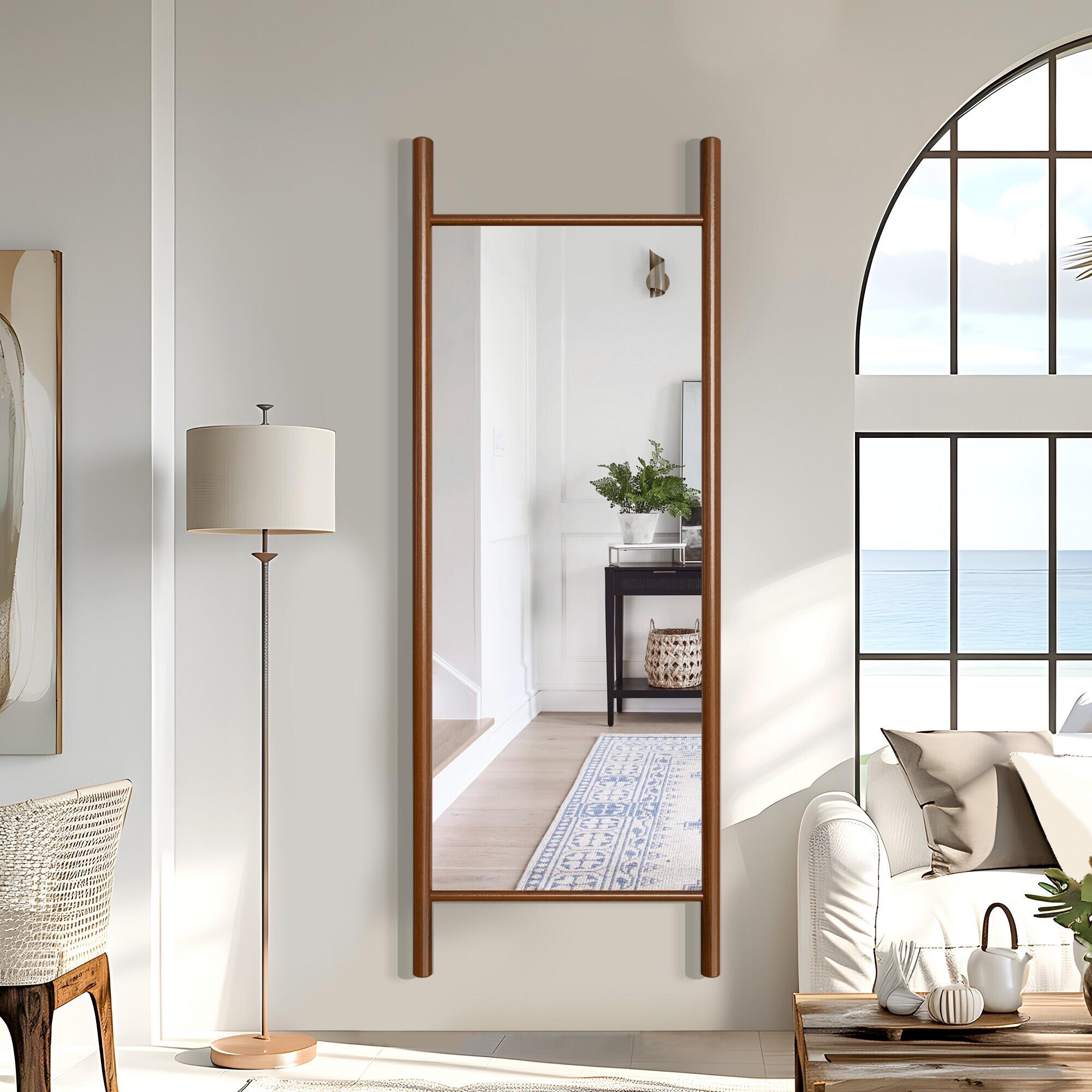 Dovelina Dulcea Ladder-Style Framed Mirror, Walnut, rollover