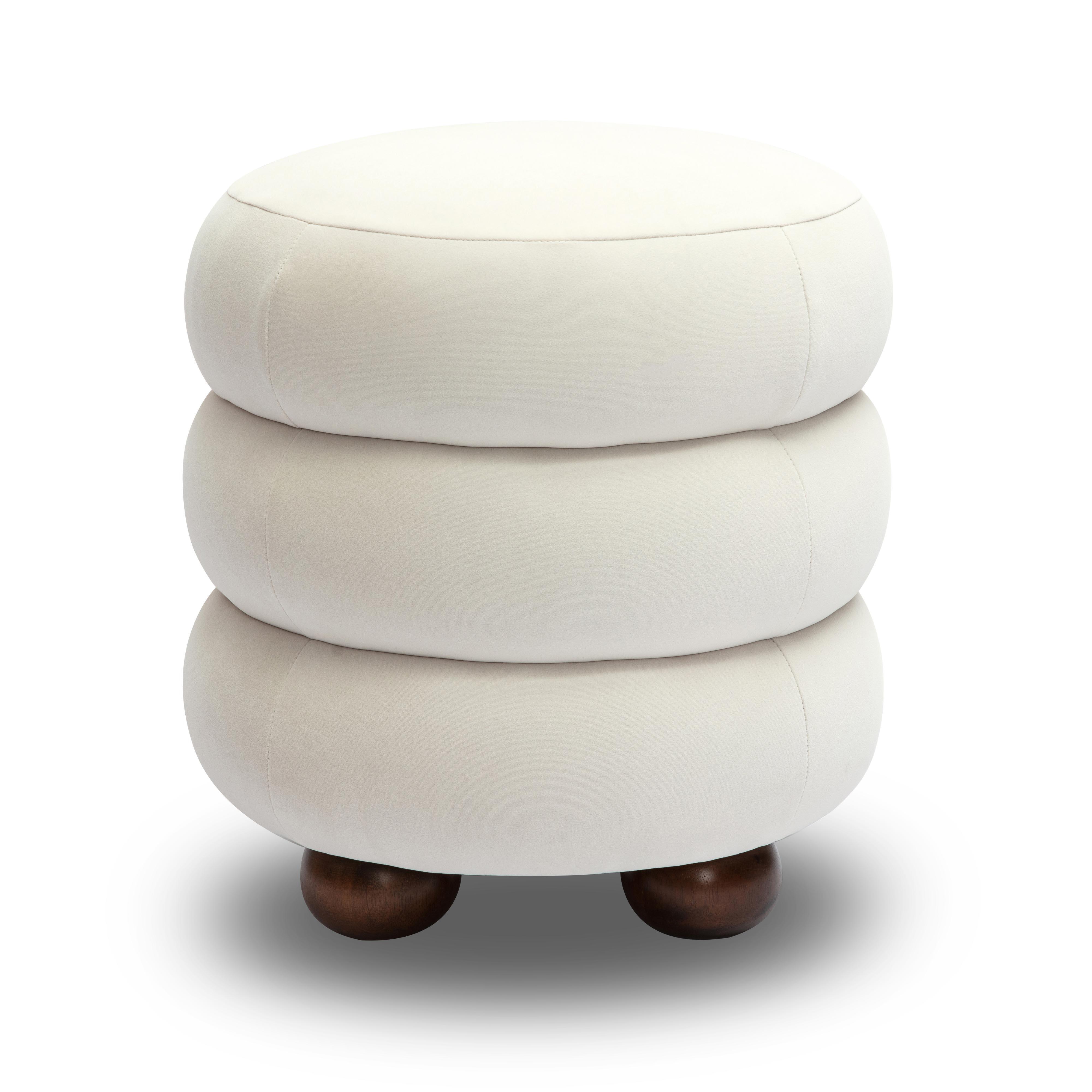 TOV Furniture Stefanie Ottoman, Cream, large