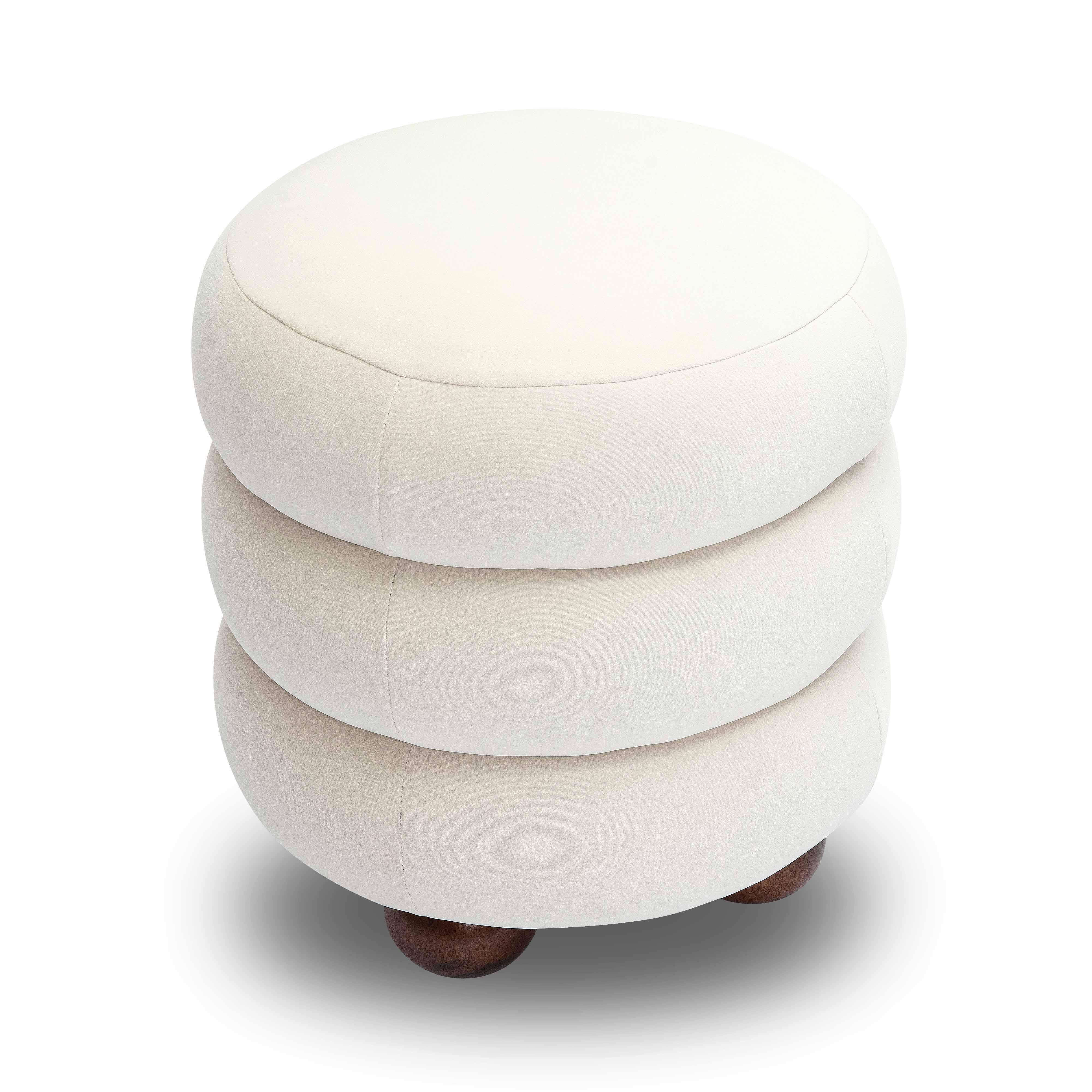 TOV Furniture Stefanie Ottoman, Cream, large