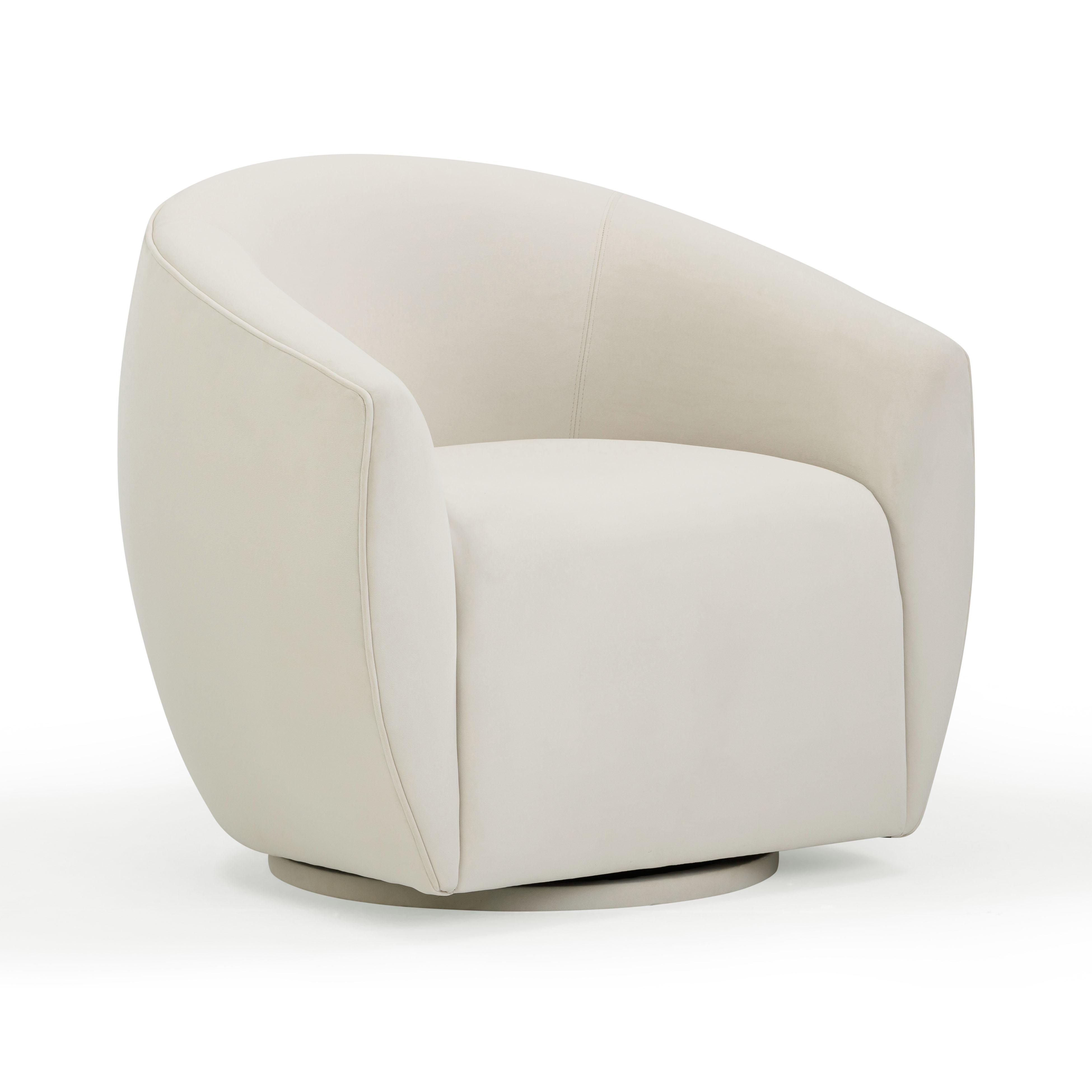 TOV Furniture Jordan Swivel Chair, Cream, large