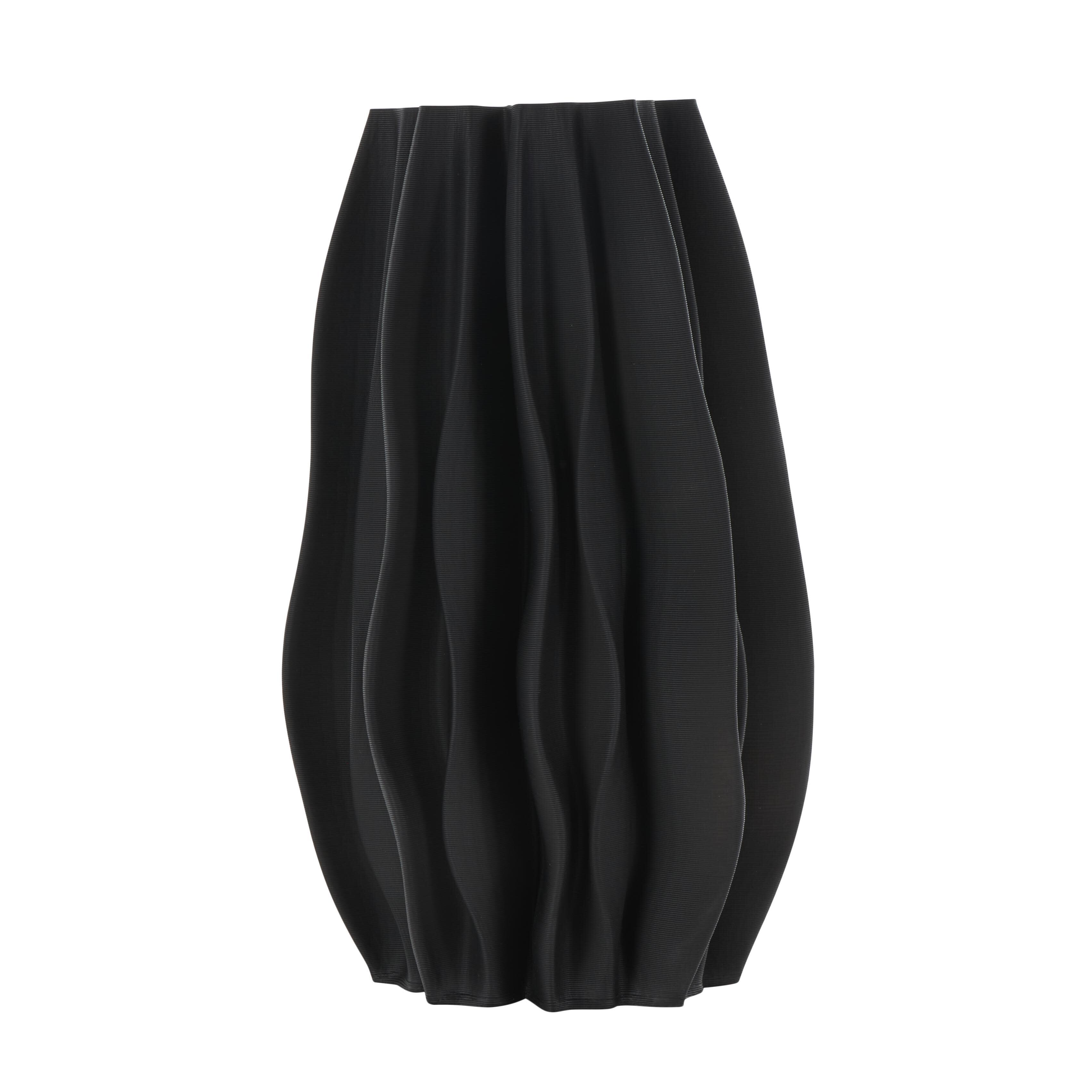 Bayberry Lane Wavy Ribbed Vase, Black, large