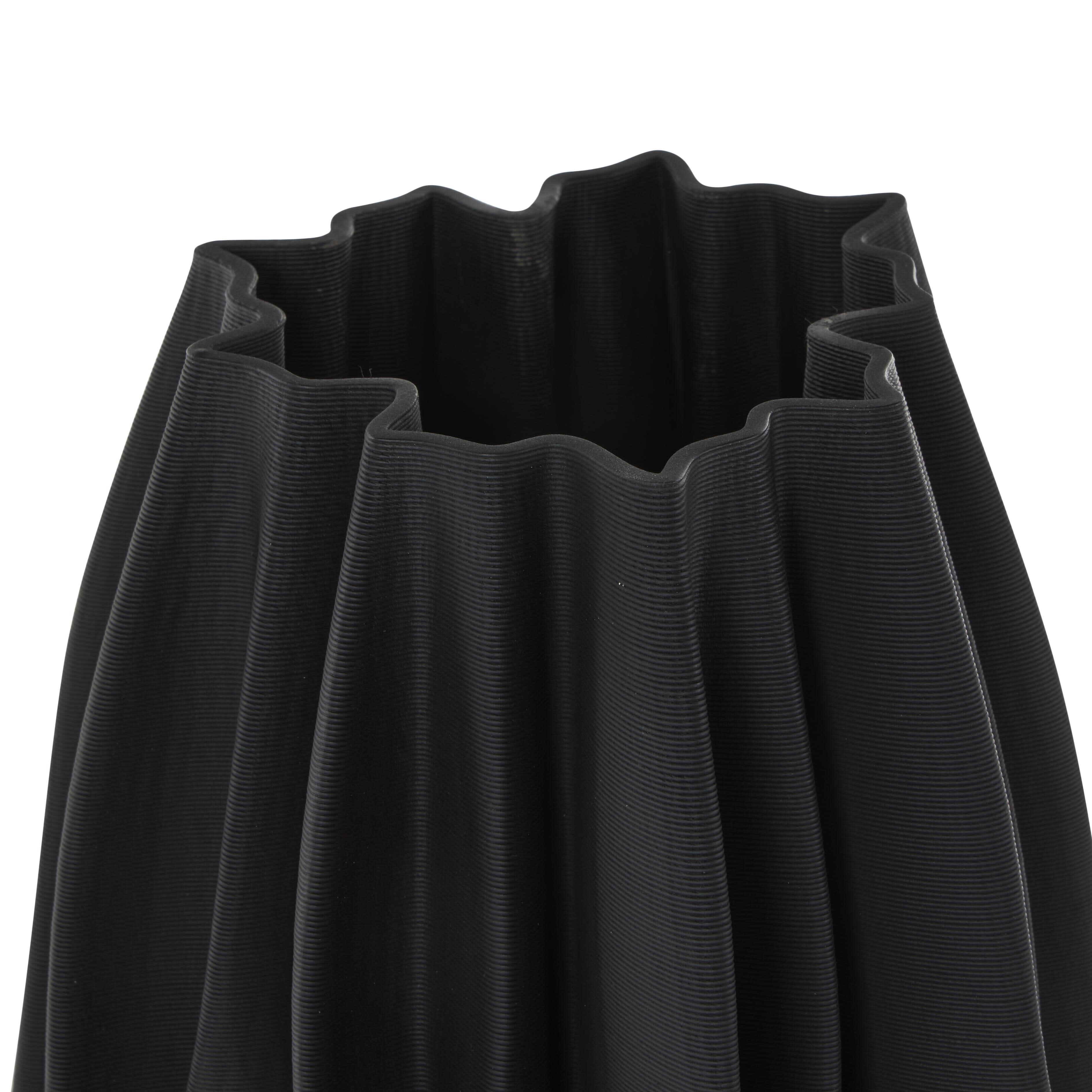 Bayberry Lane Wavy Ribbed Vase, Black, large