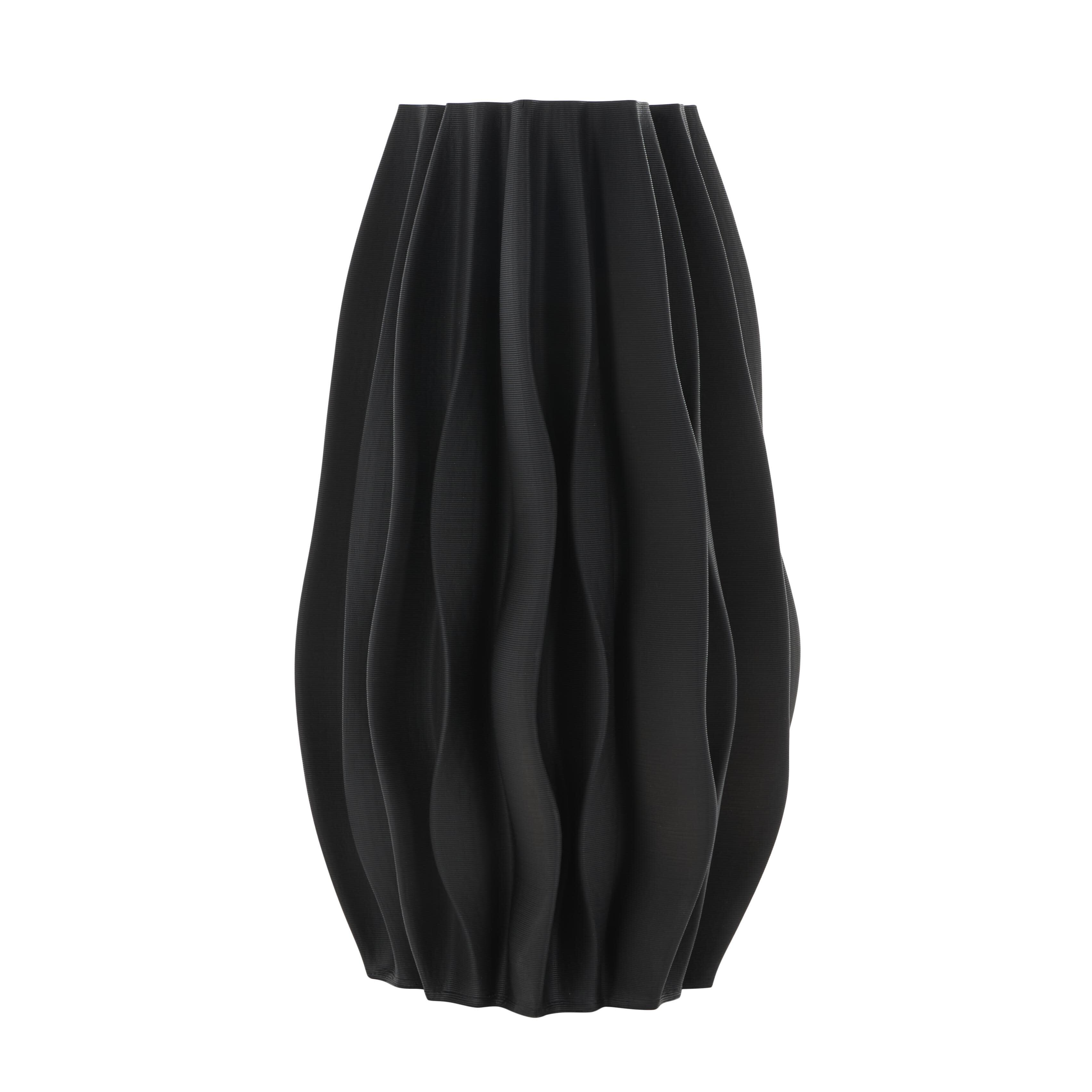 Bayberry Lane Wavy Ribbed Vase, Black, large