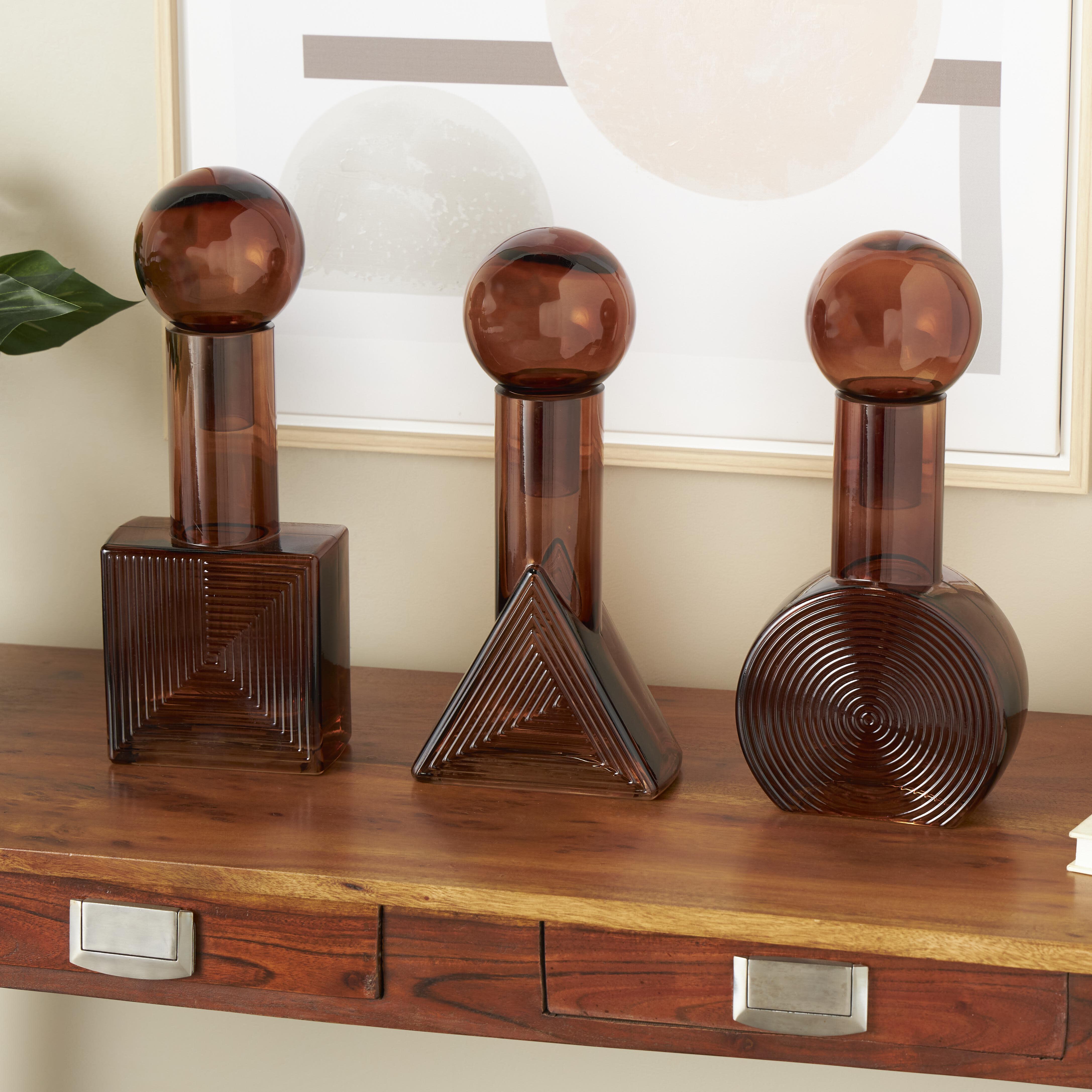 Bayberry Lane Geometric Jars with Textured Grooves Set, , large