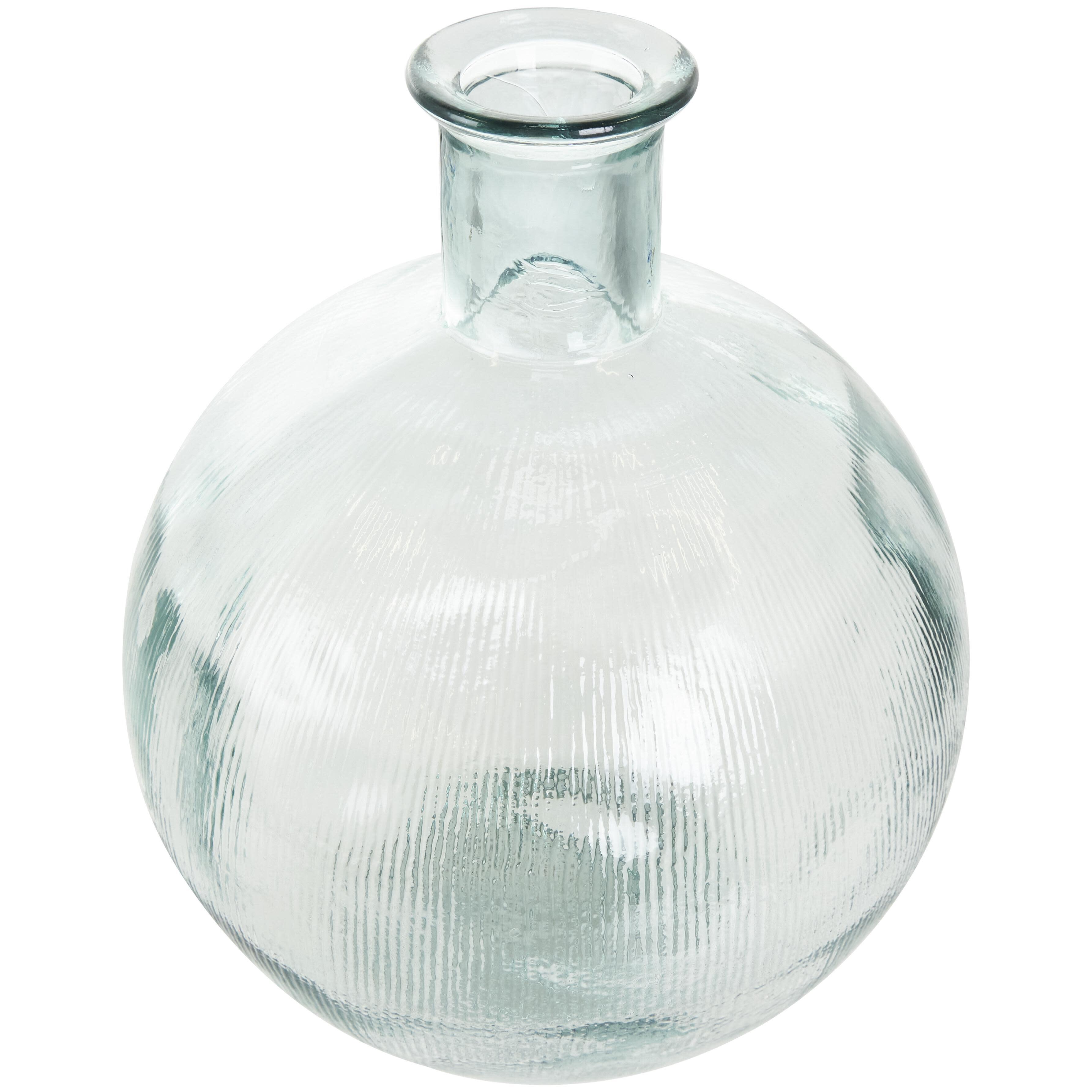Bayberry Lane Ribbed Spanish Bottle Decorative Vase, Clear, large