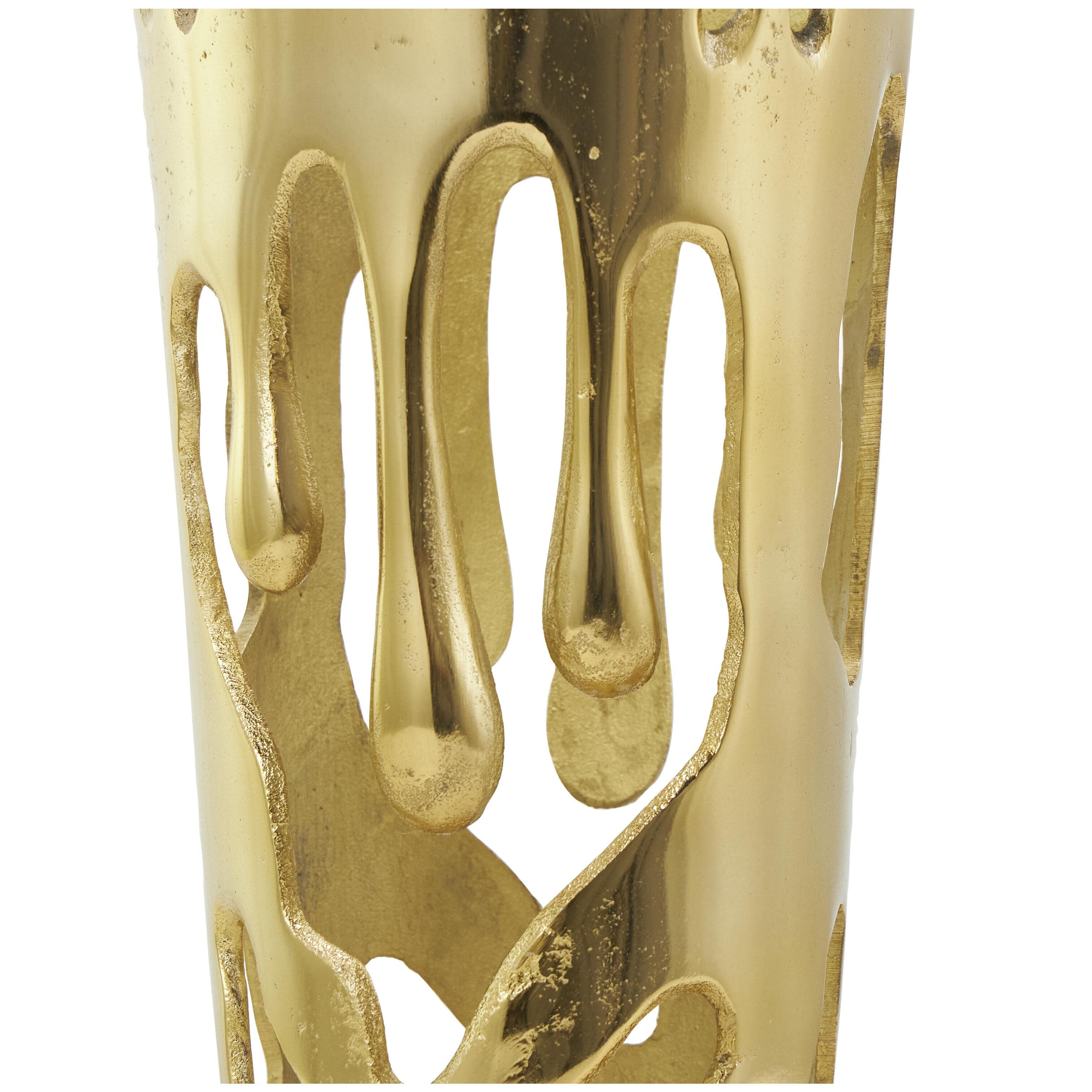 Bayberry Lane Drip Vase with Melting Designed Body Set, Gold, large