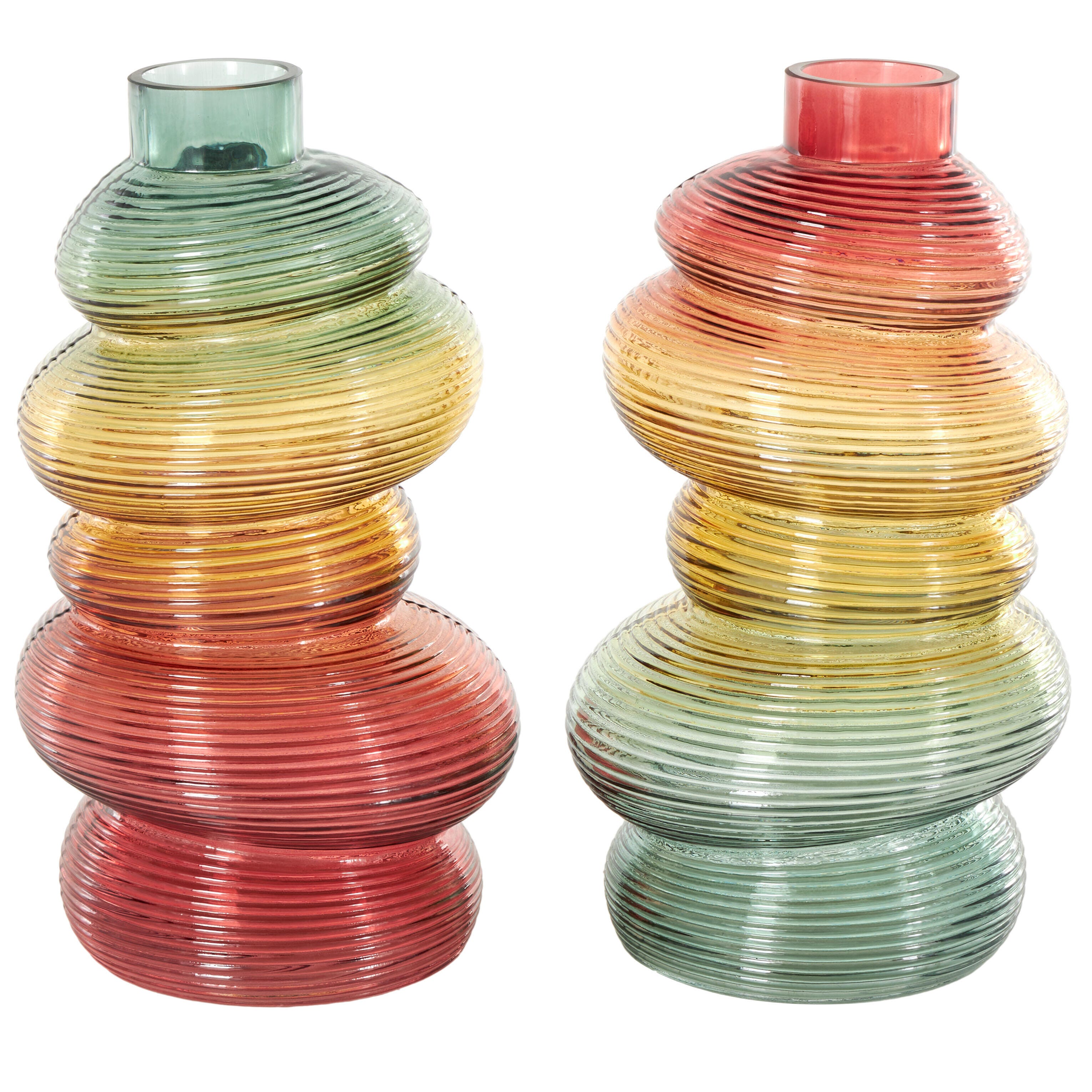 Bayberry Lane Ribbed Stacked Stones Vase (Set of 2), , large