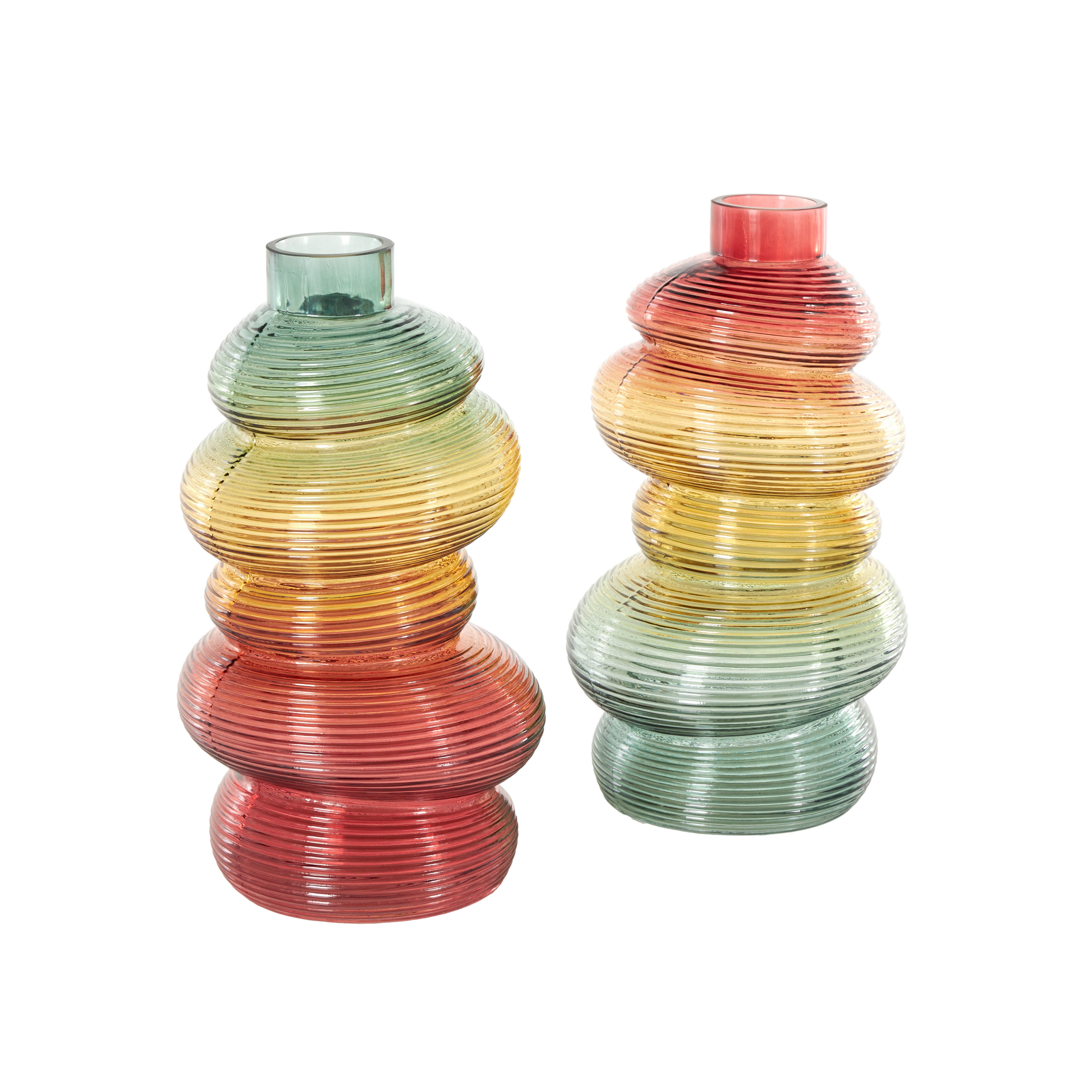 Bayberry Lane Ribbed Stacked Stones Vase (Set of 2), , large