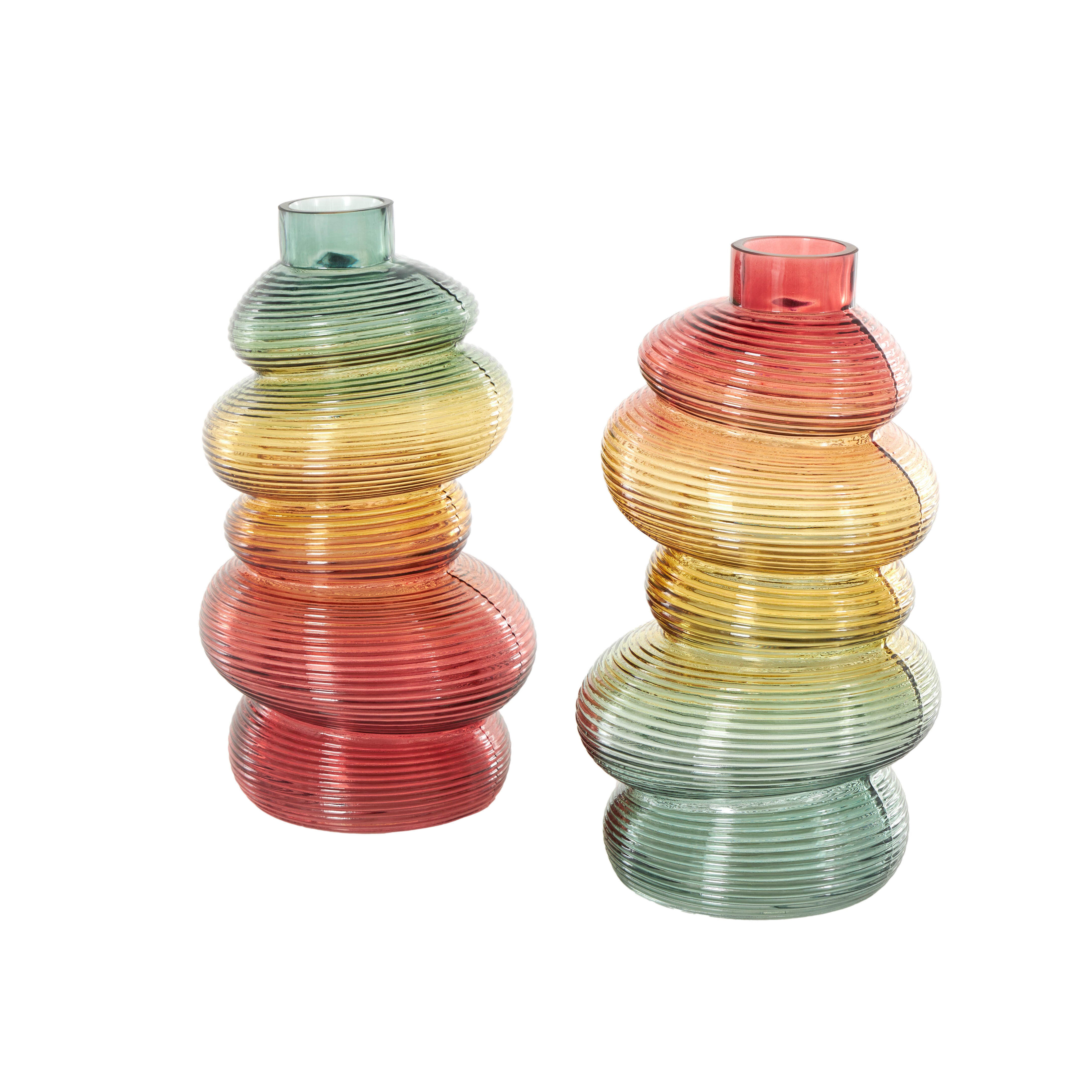 Bayberry Lane Ribbed Stacked Stones Vase (Set of 2), , large
