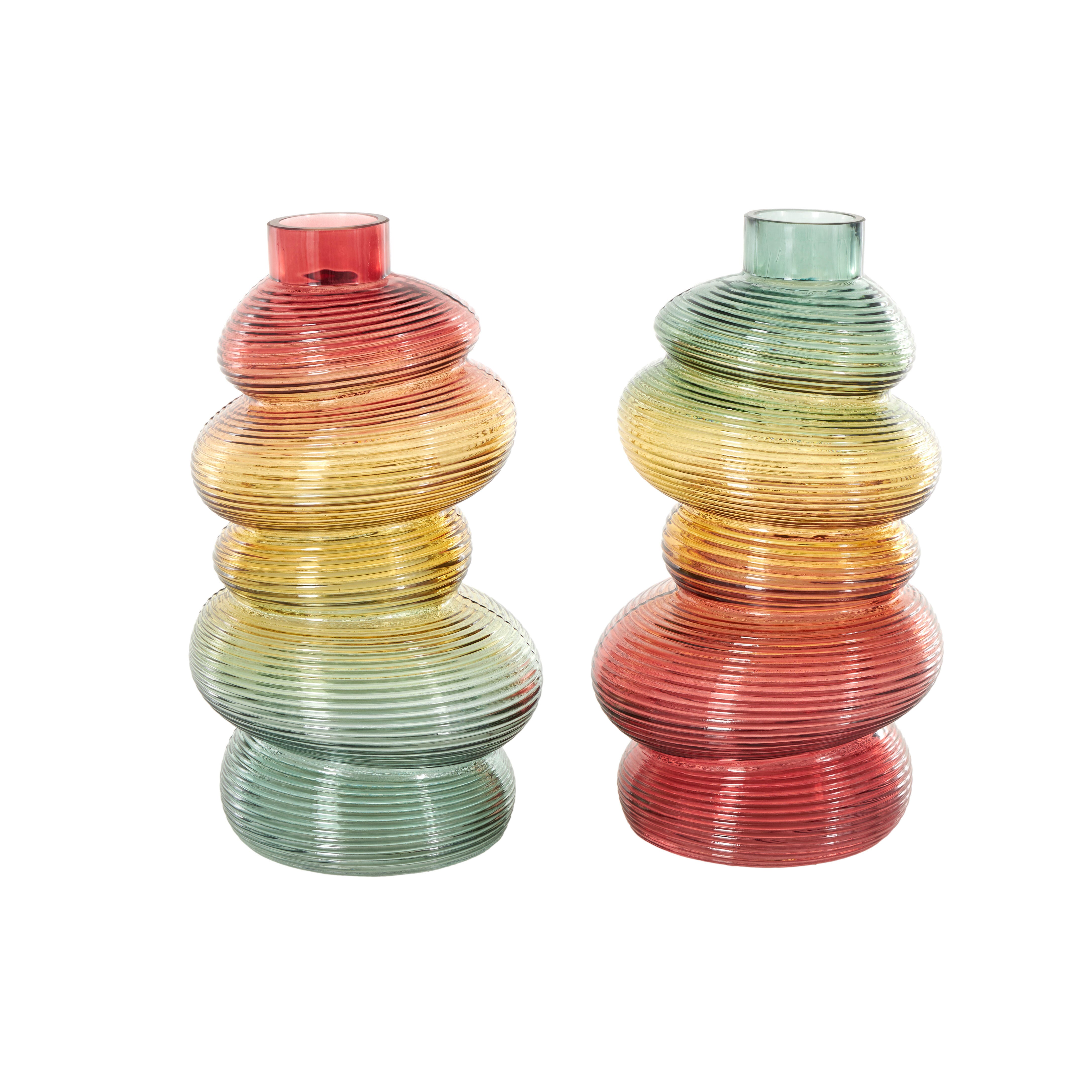 Bayberry Lane Ribbed Stacked Stones Vase (Set of 2), , large