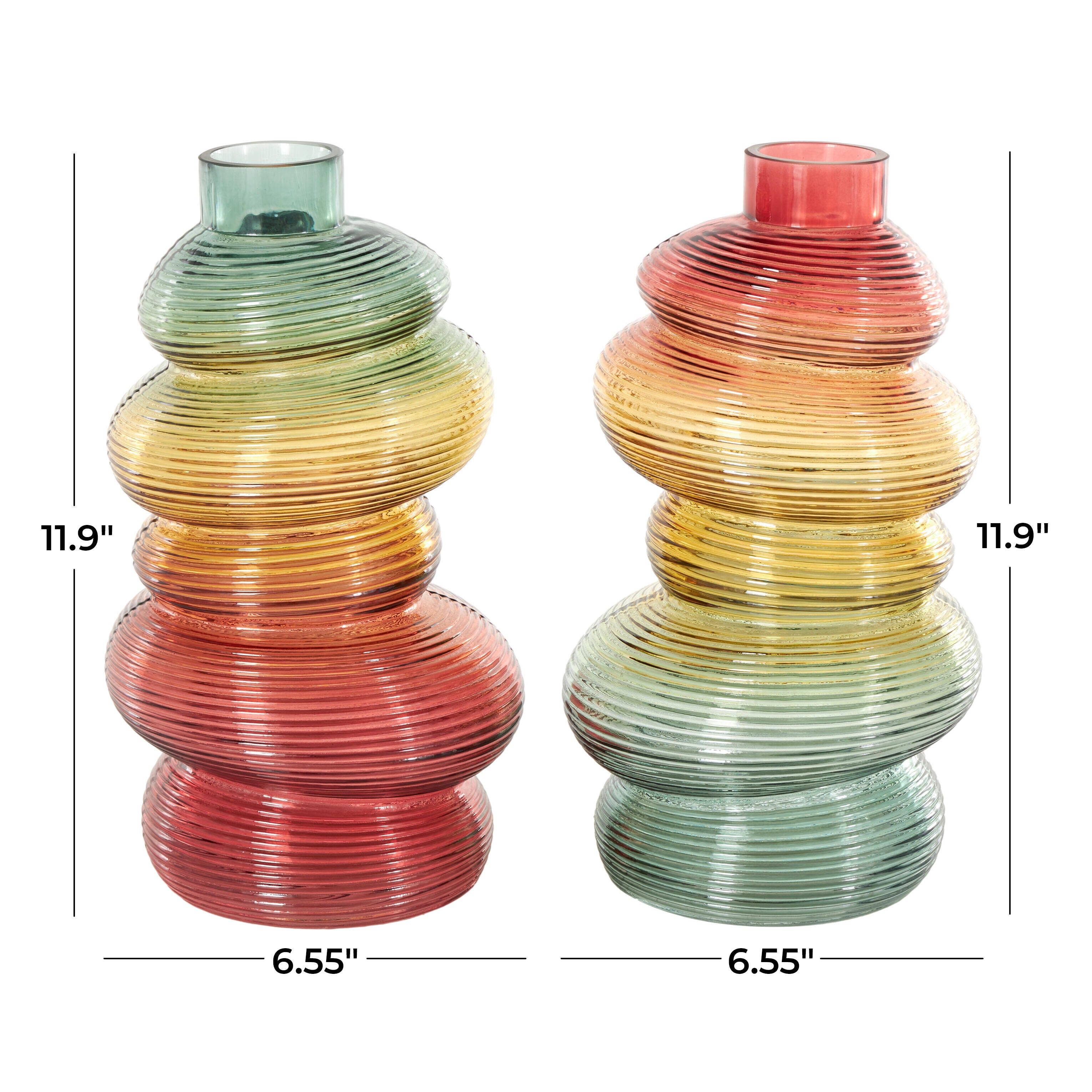 Bayberry Lane Ribbed Stacked Stones Vase (Set of 2), , large