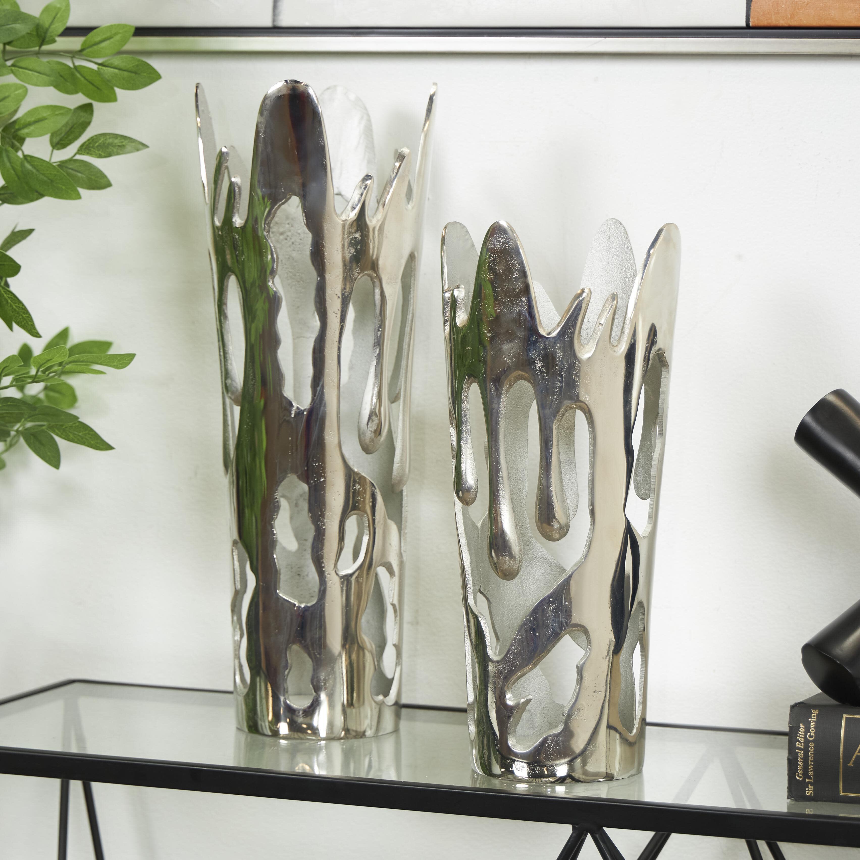 Bayberry Lane Drip Vase Set, Silver, rollover
