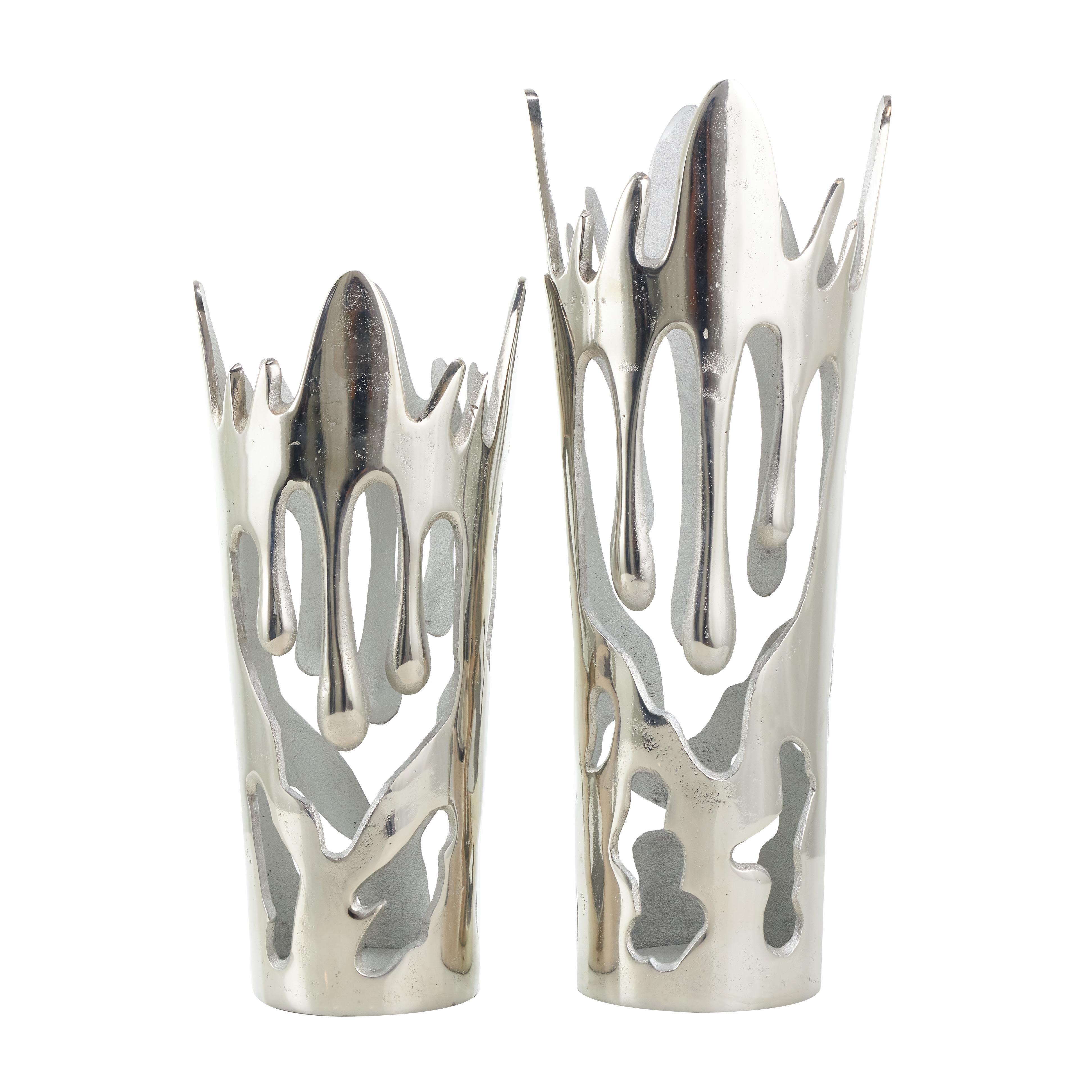 Bayberry Lane Drip Vase Set, Silver, large