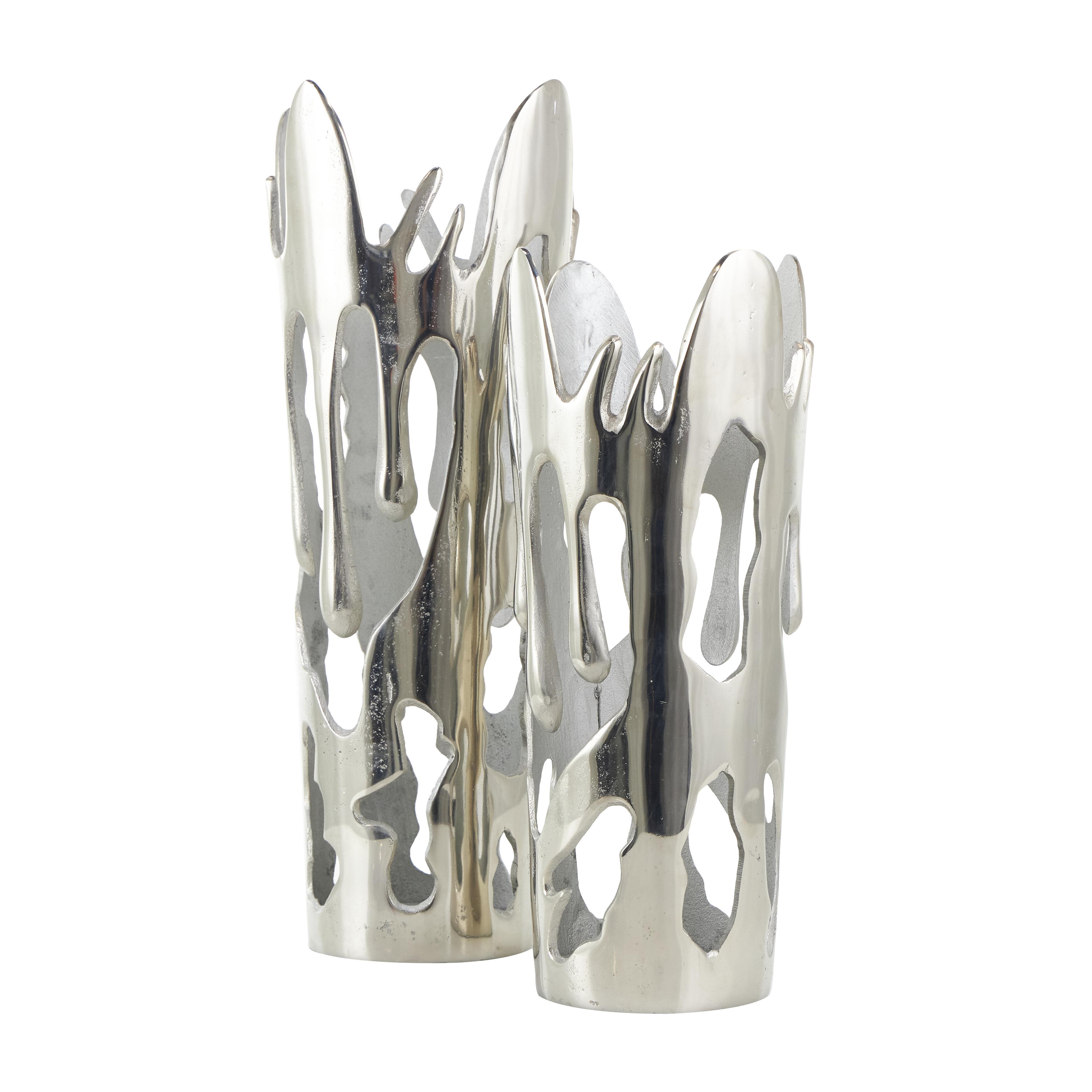 Bayberry Lane Drip Vase Set, Silver, large
