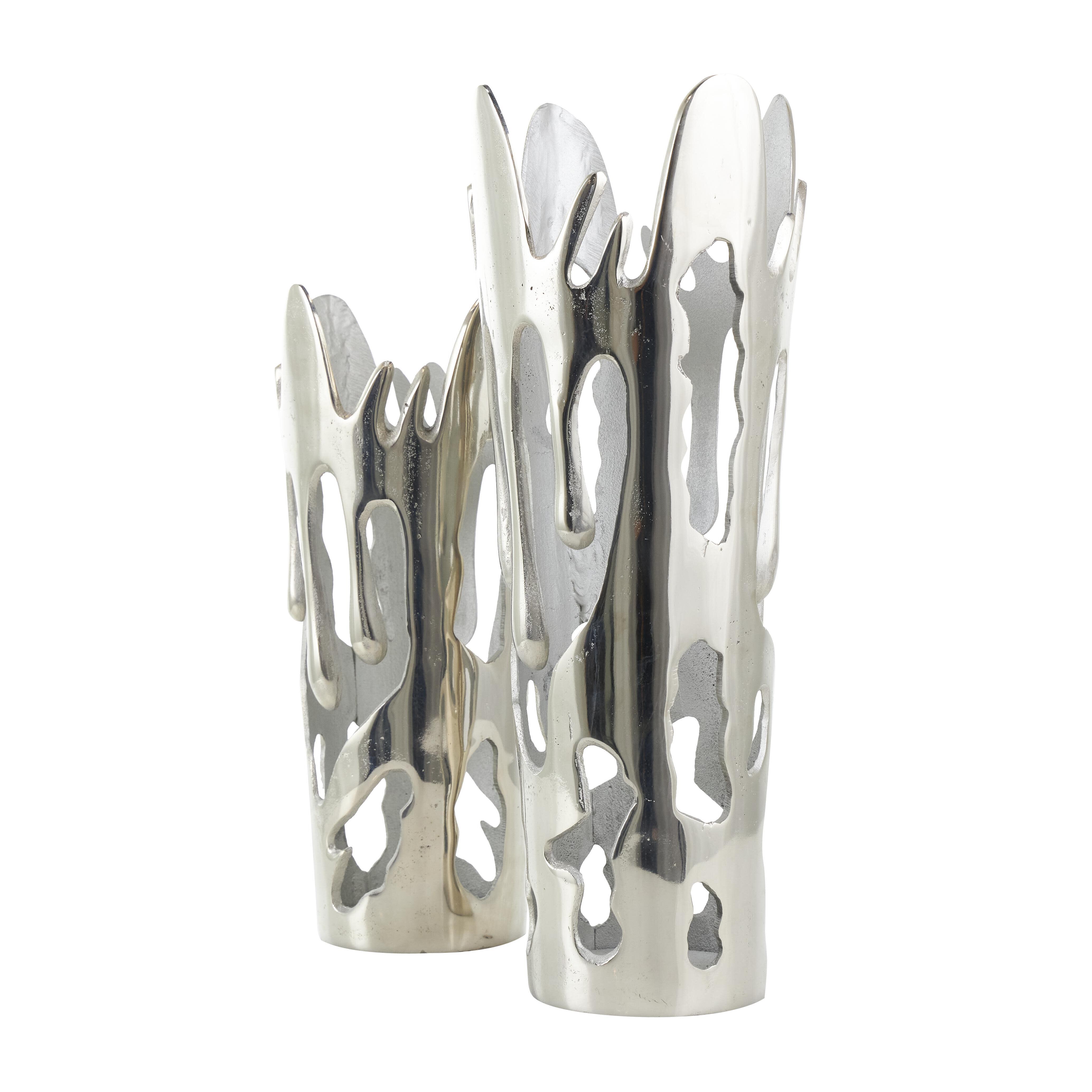 Bayberry Lane Drip Vase Set, Silver, large