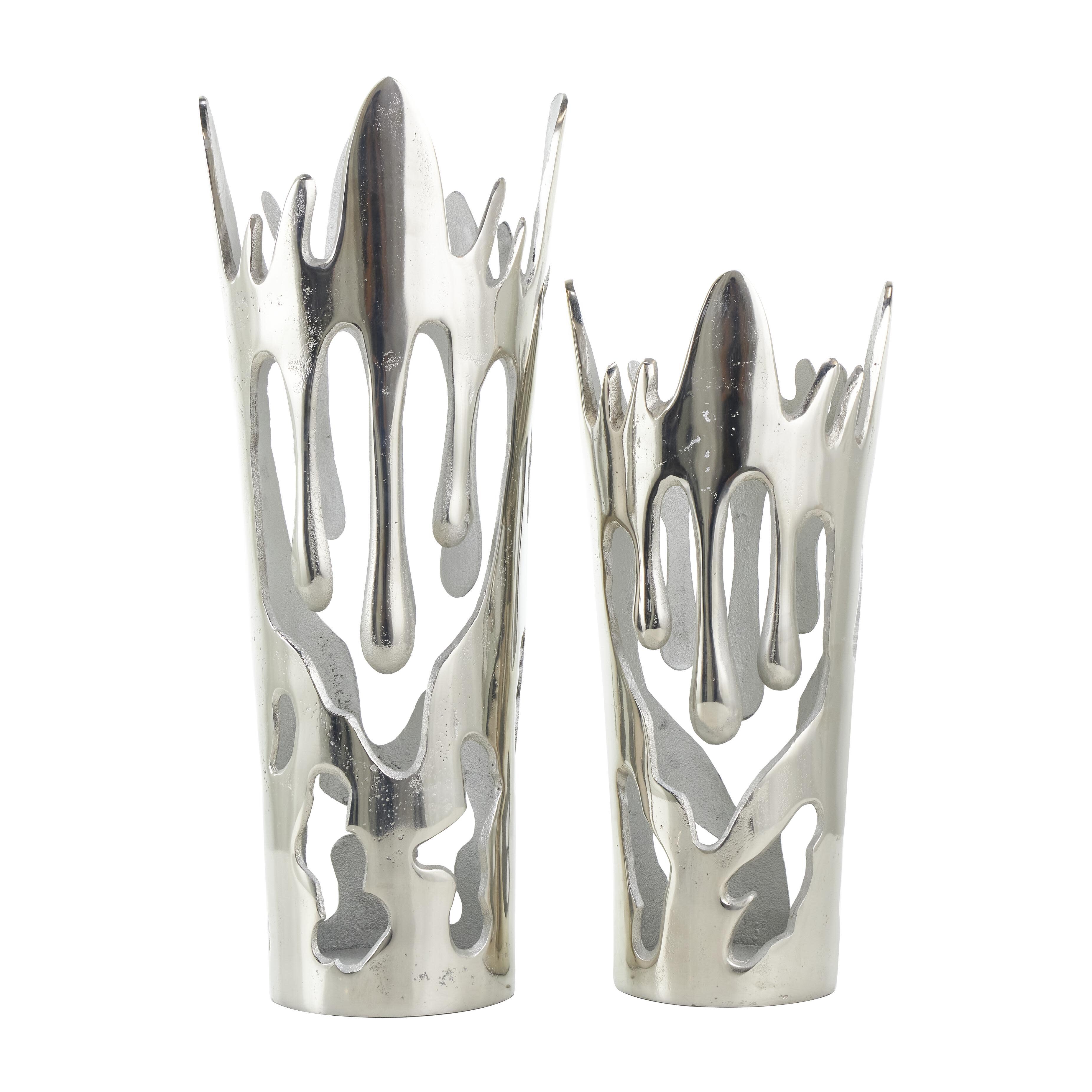 Bayberry Lane Drip Vase Set, Silver, large