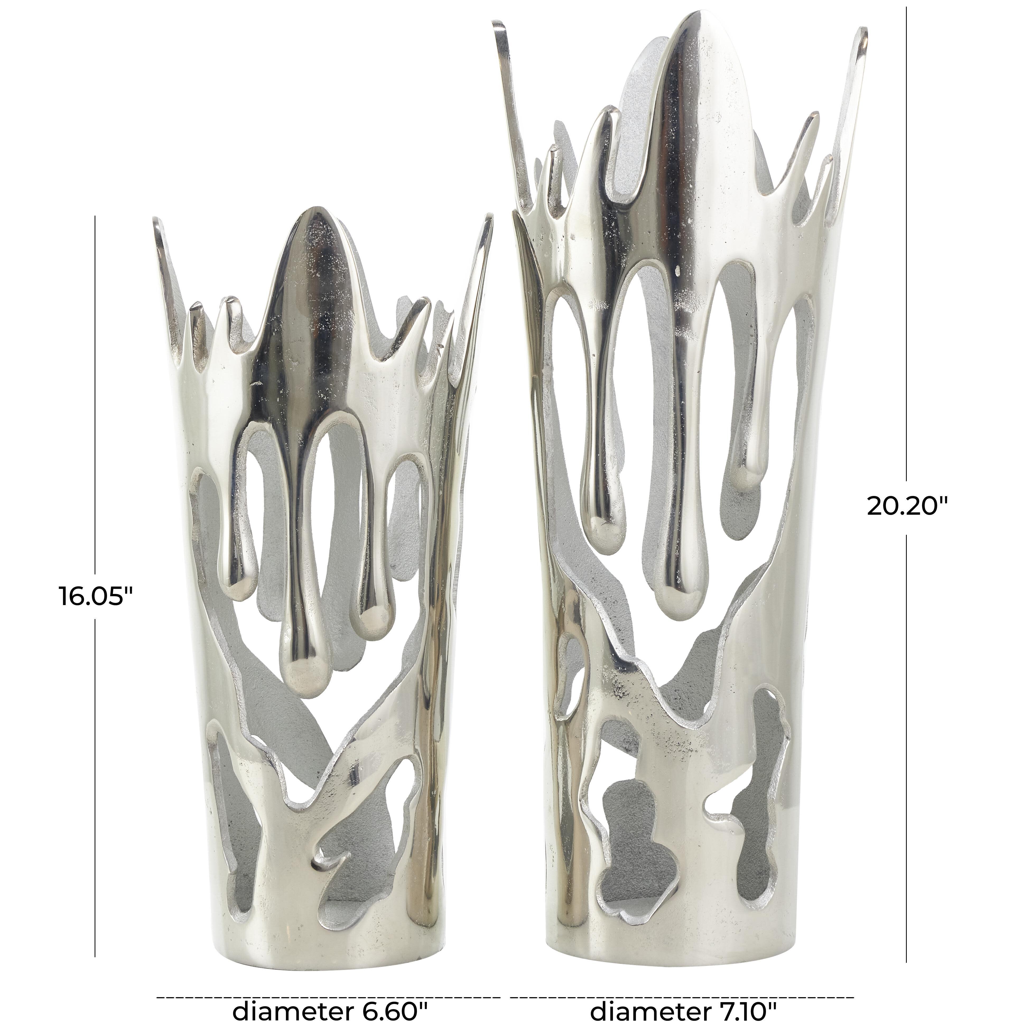 Bayberry Lane Drip Vase Set, Silver, large