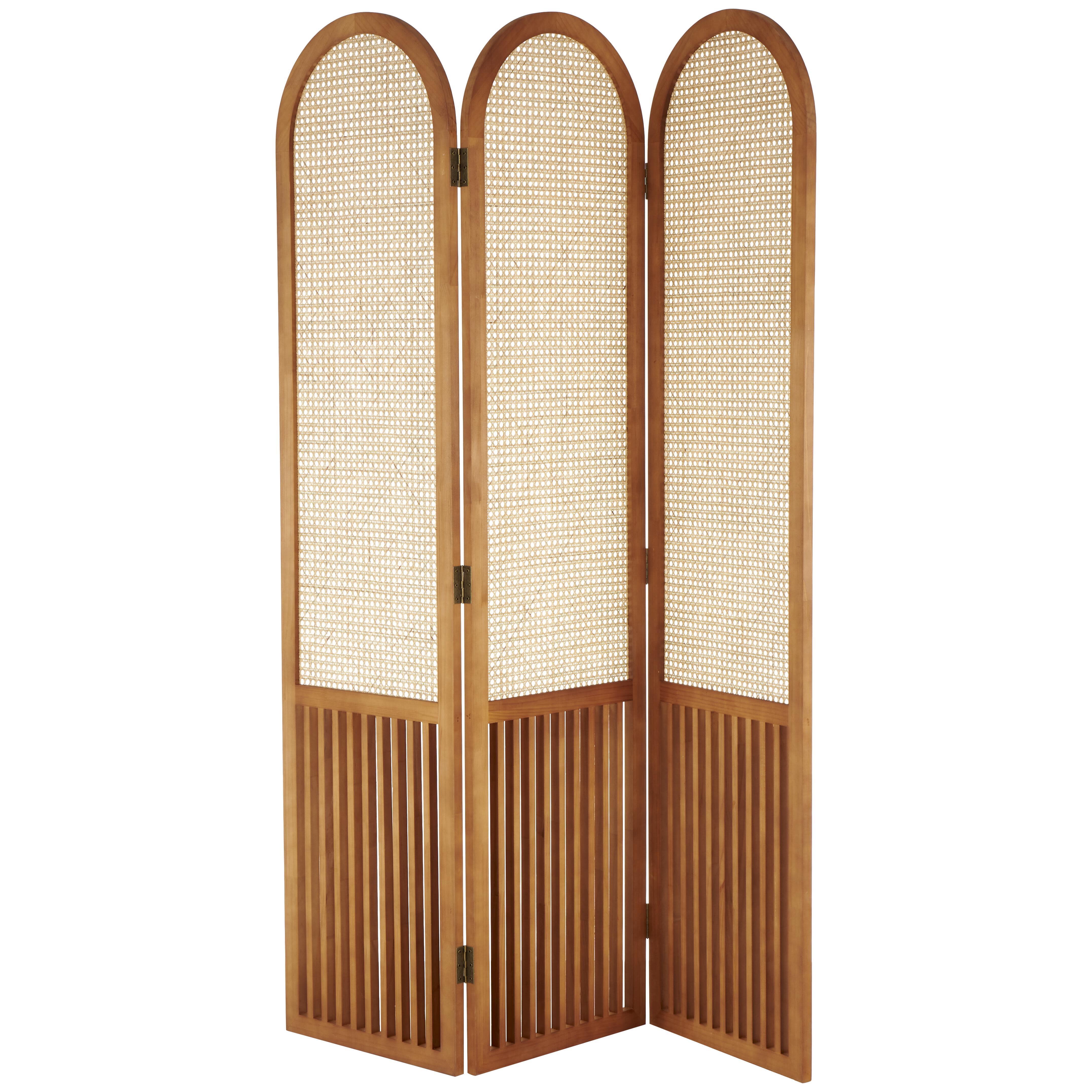 Bayberry Lane Arched 3 Divider Screen with Rattan Panels