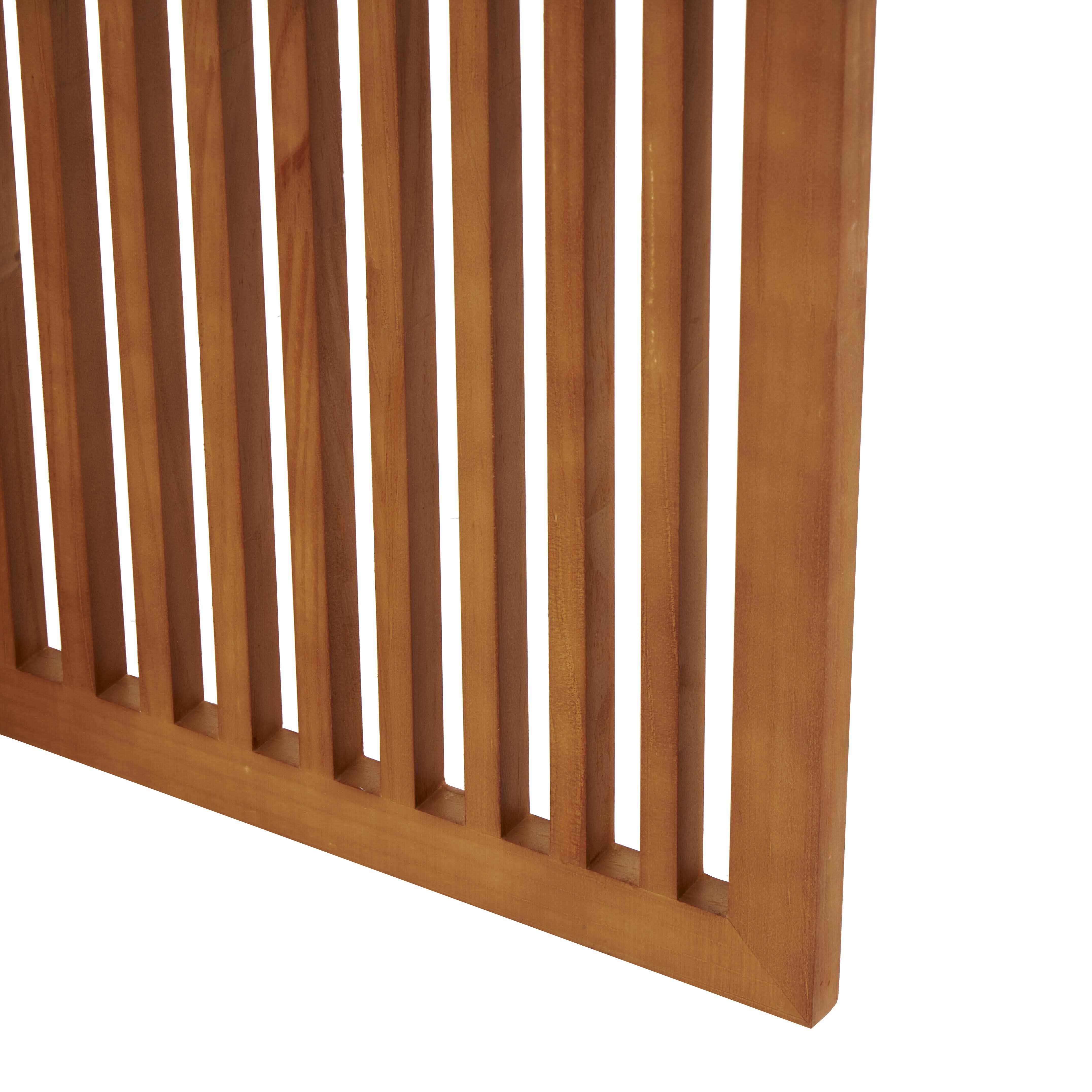 Bayberry Lane Arched 3 Divider Screen with Rattan Panels, Brown, large