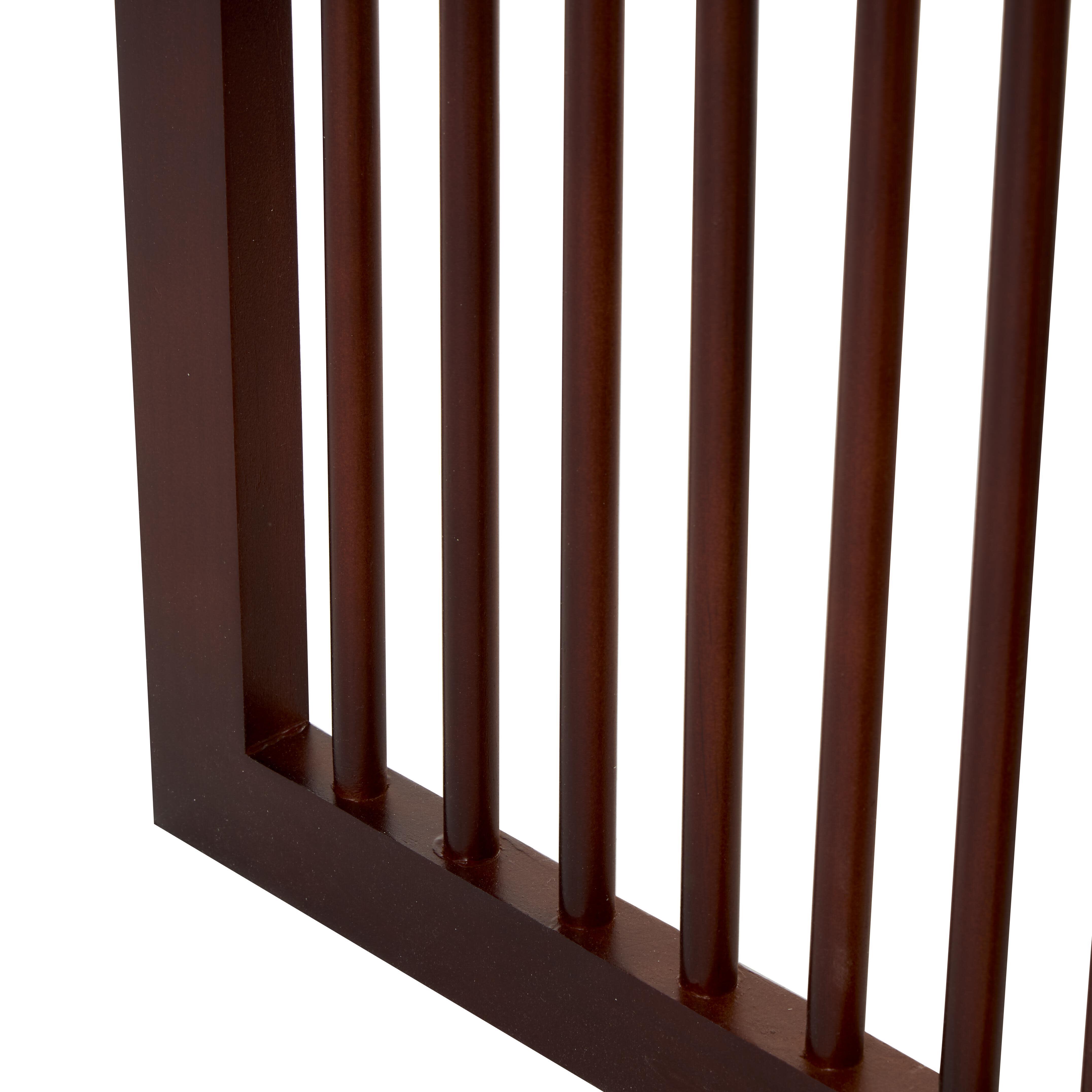 Bayberry Lane Arched 3 Divider Screen with Rattan Panels, Dark Brown, large