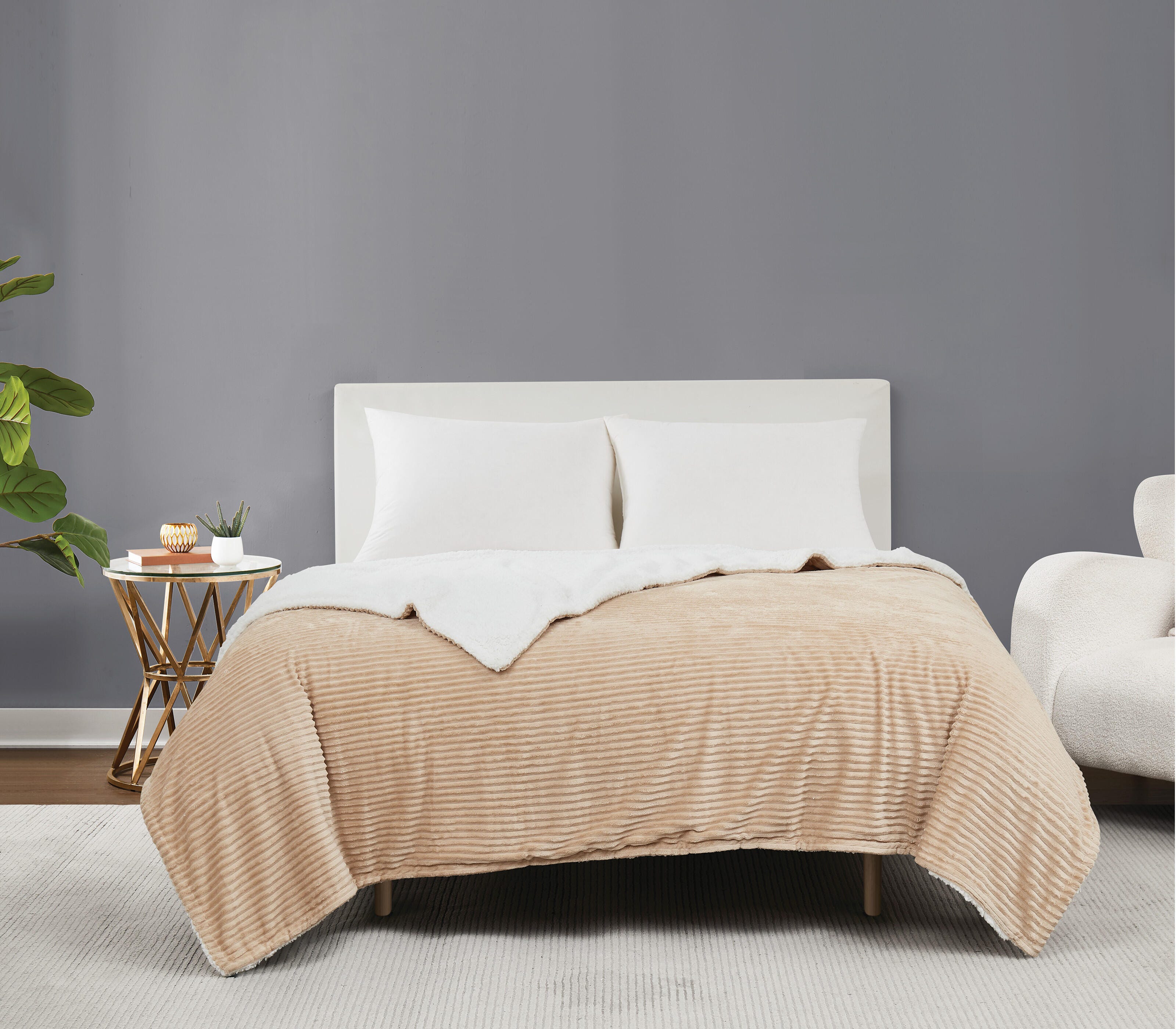 Brooklyn Loom Corduroy Blanket, Tan, rollover