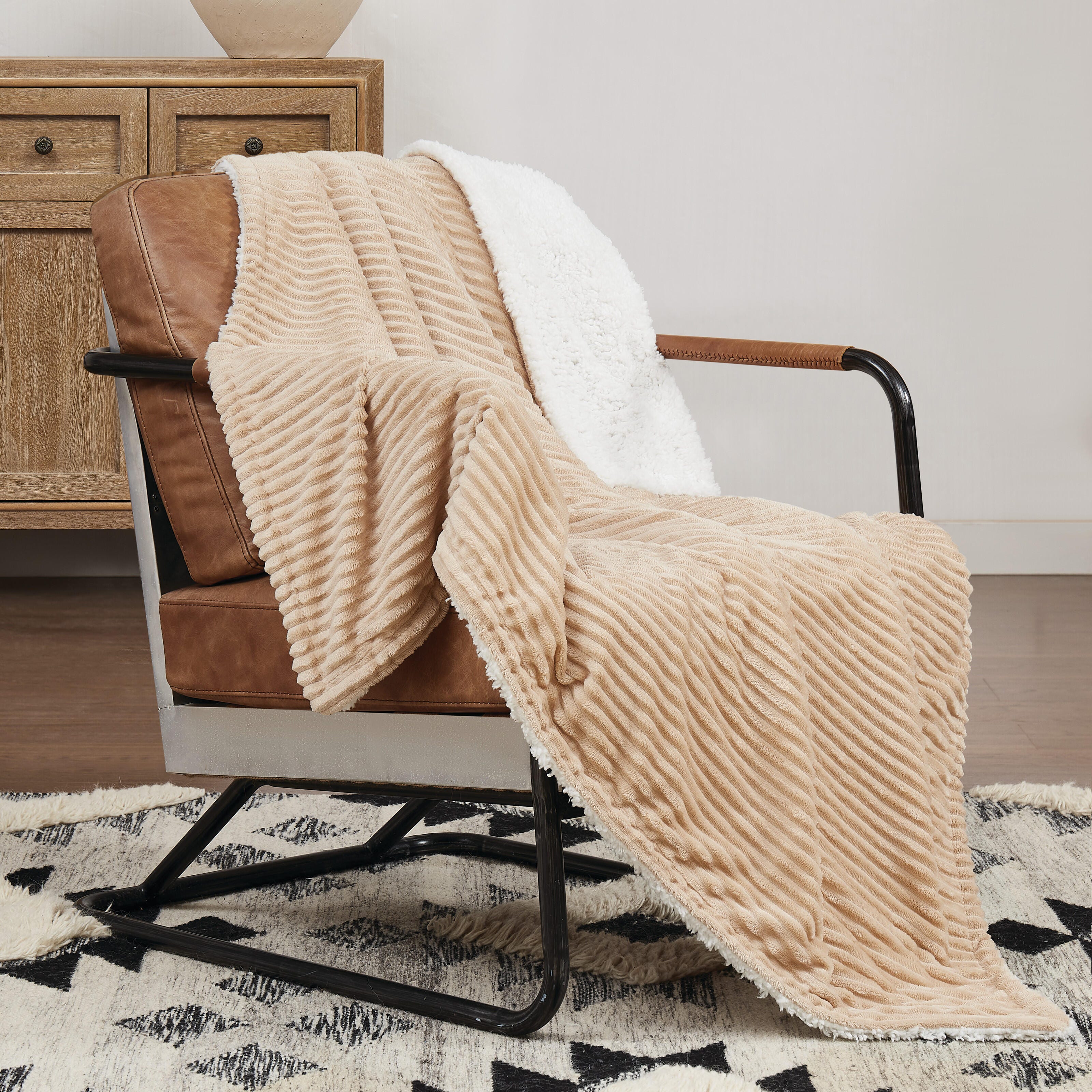 Brooklyn Loom Corduroy Throw, Tan, rollover