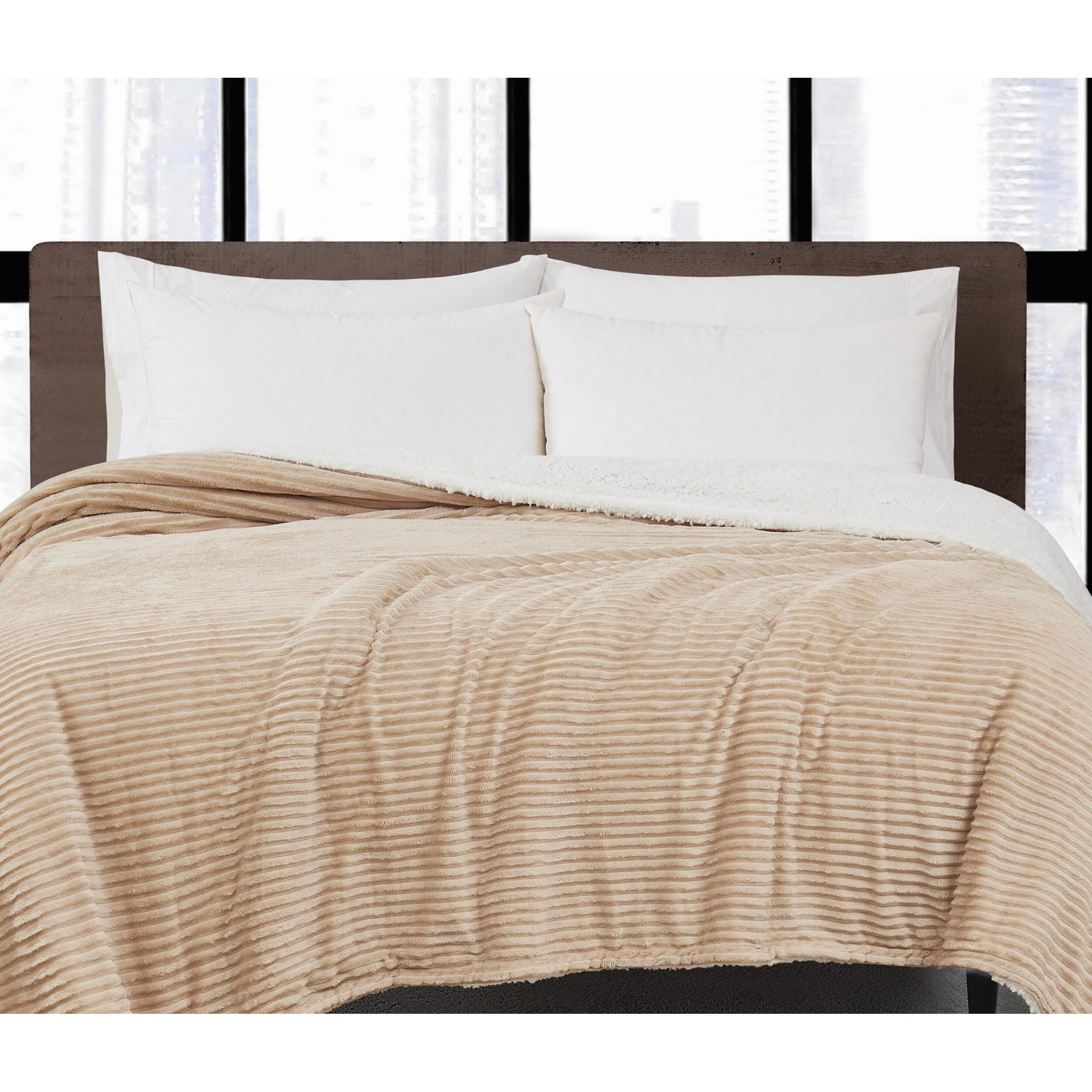 London Fog Corduroy Blanket, Tan, large