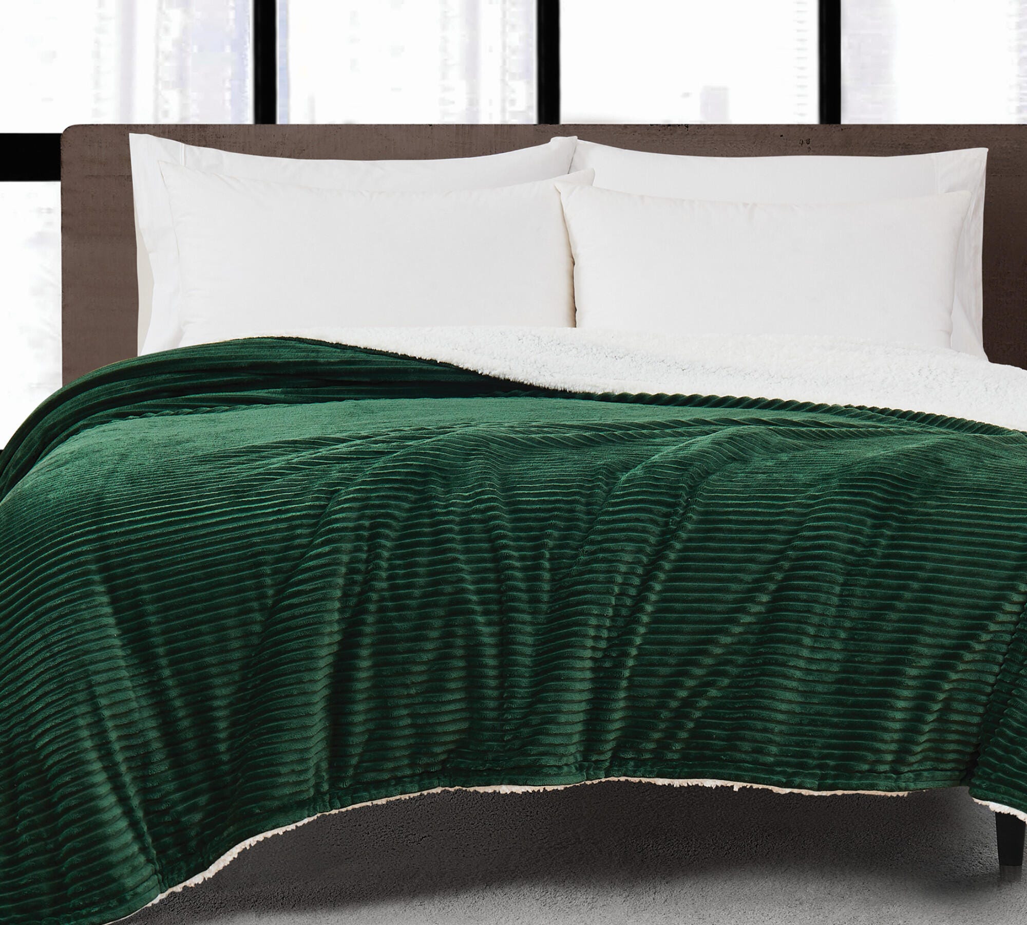 London Fog Corduroy Blanket, Green, large