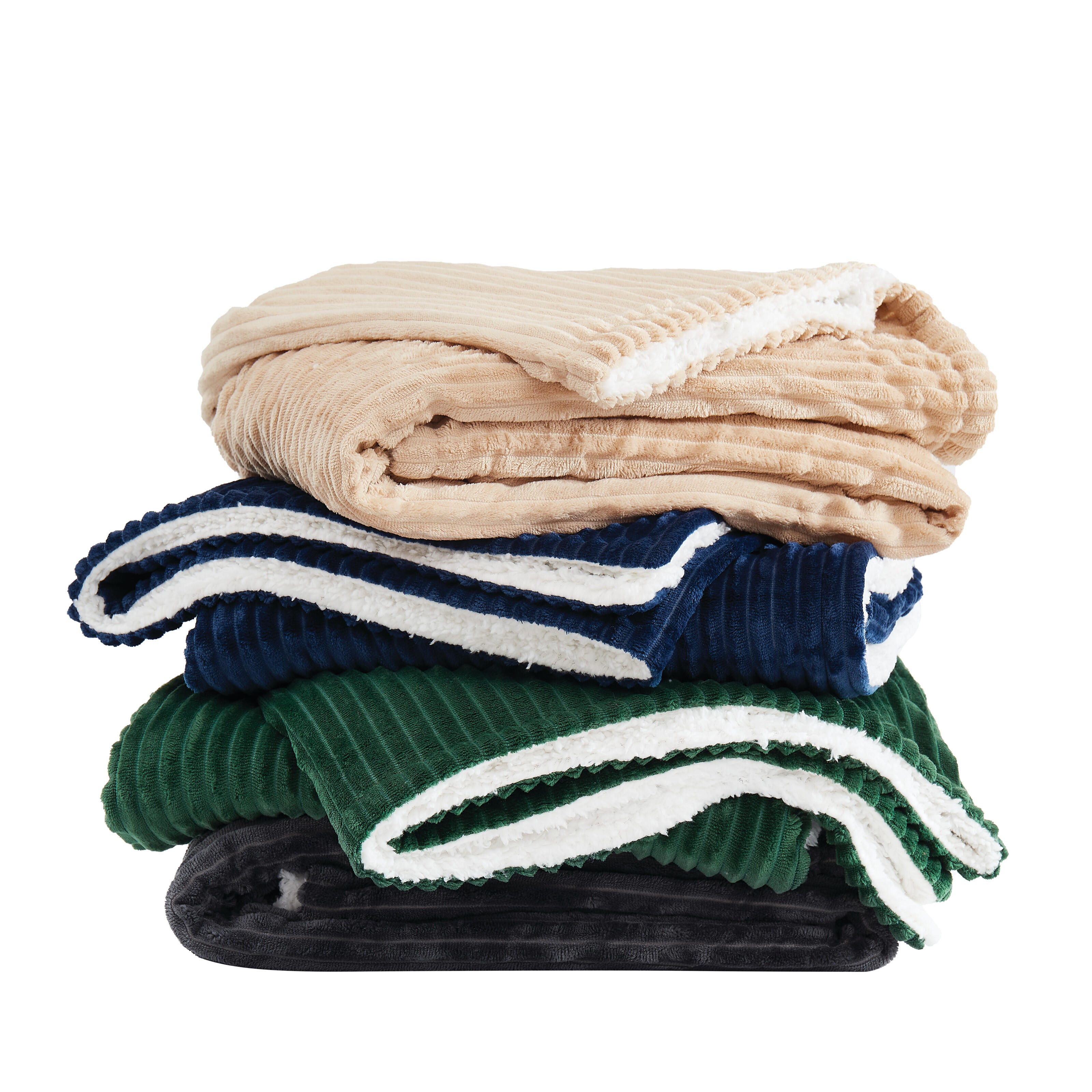 London Fog Corduroy Solid Throw, Blue, large