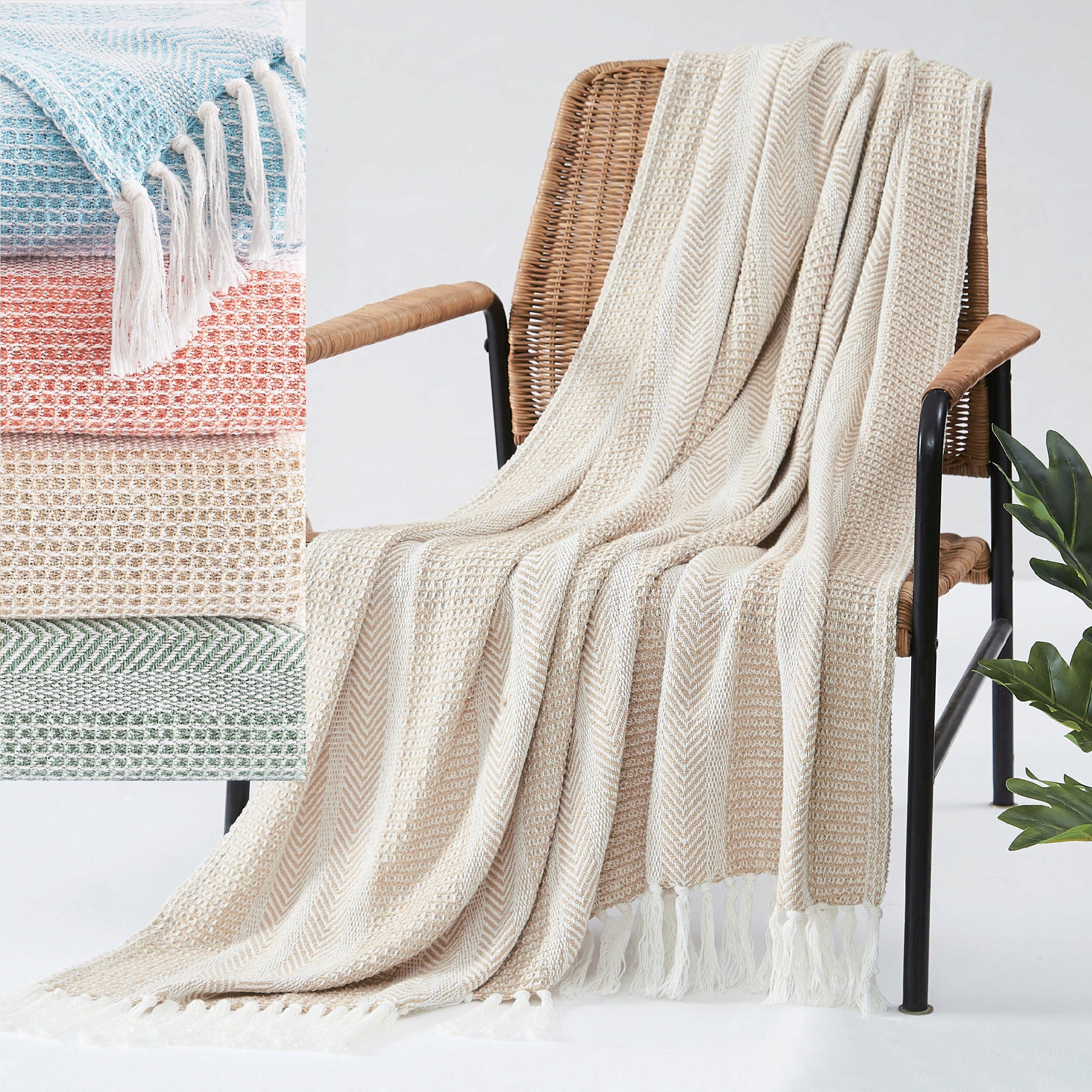 Oceanfront Resort Stripe Throw, Sand, large