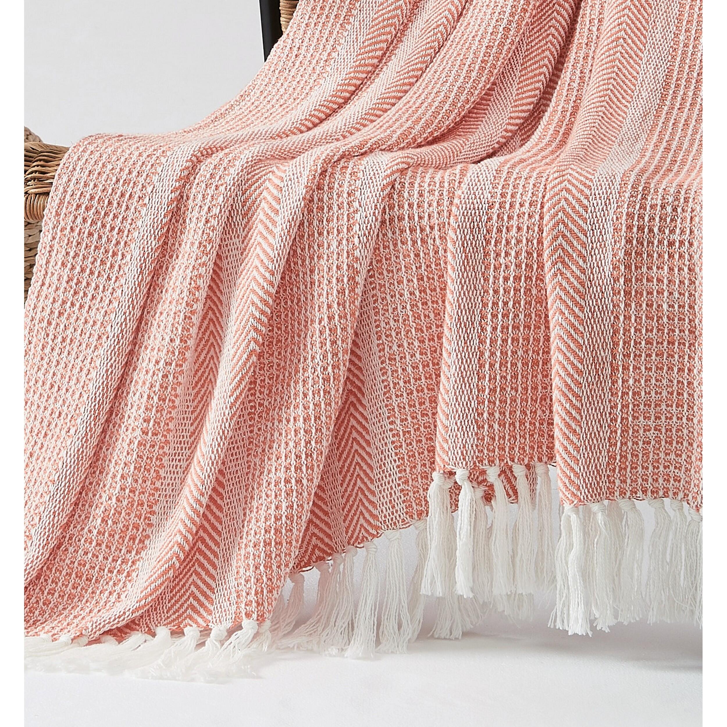 Oceanfront Resort Stripe Throw, Coral, large