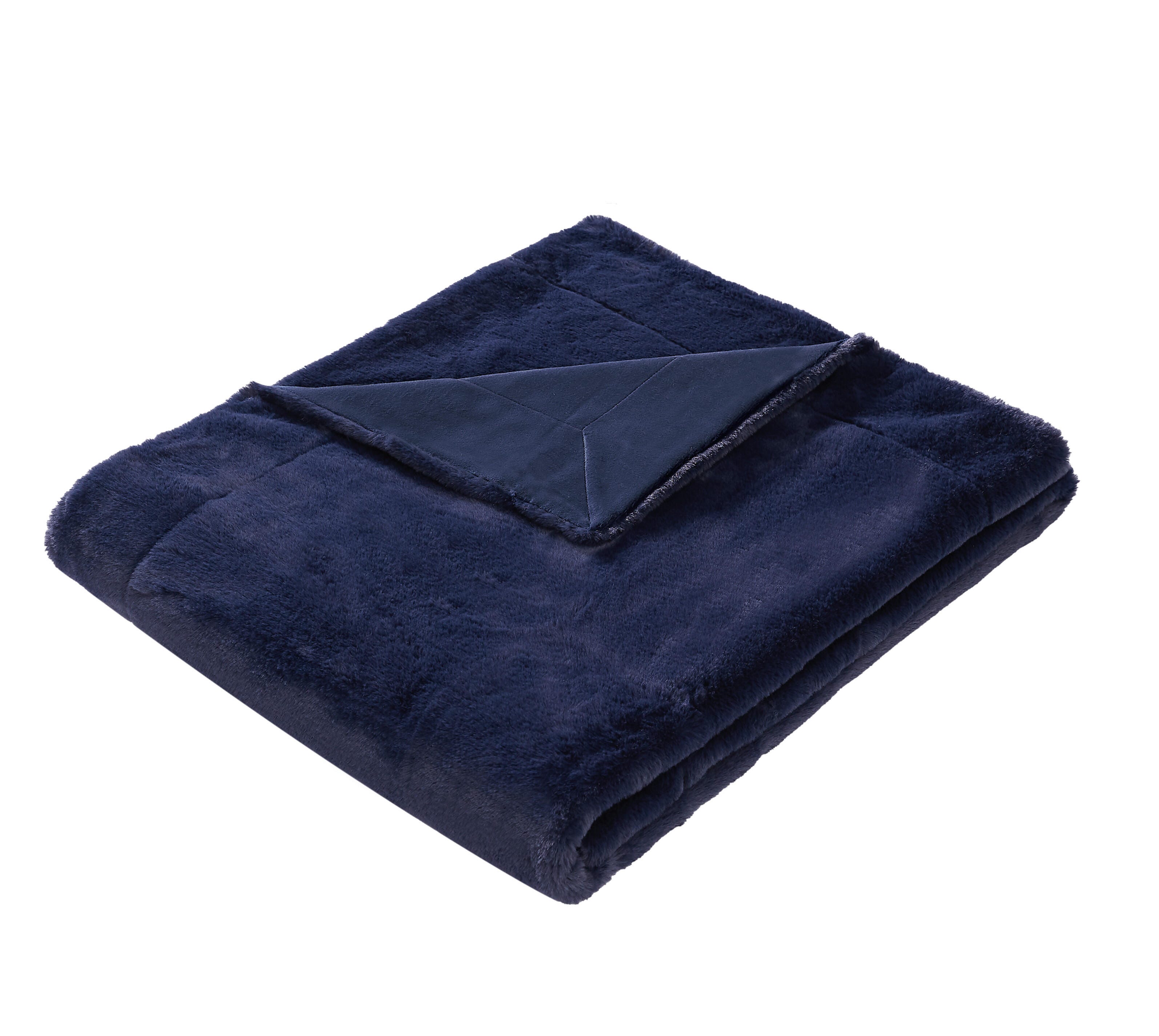 Royal Velvet Solid Throw, Navy Blue, large
